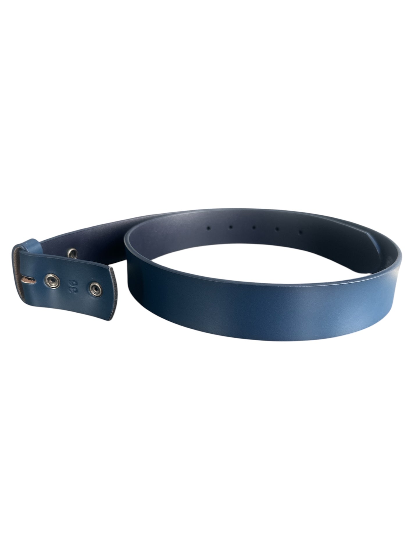 Blue Leather No Buckle Belt Strap