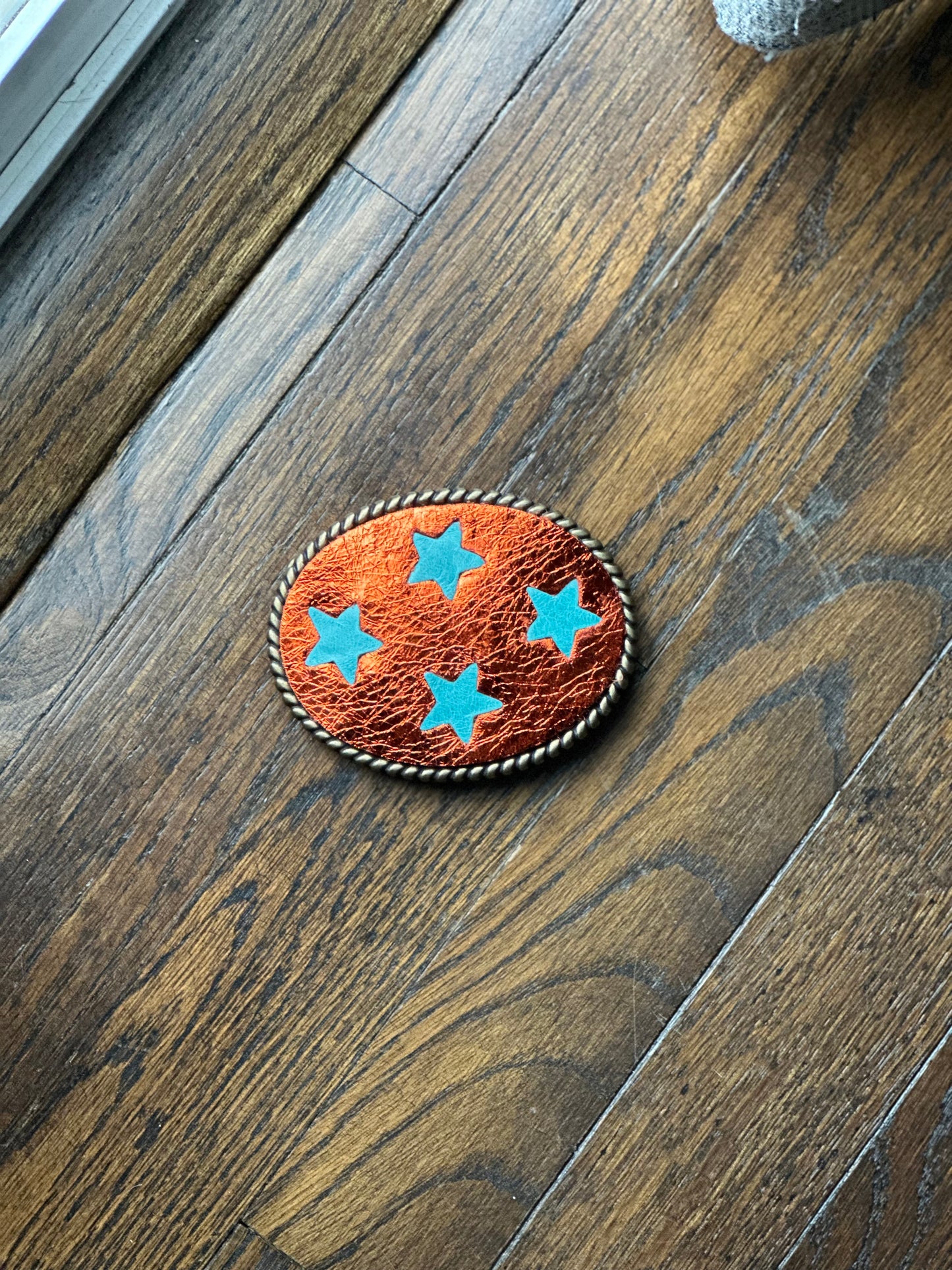 Stars Metallic Orange Concert Belt Buckle