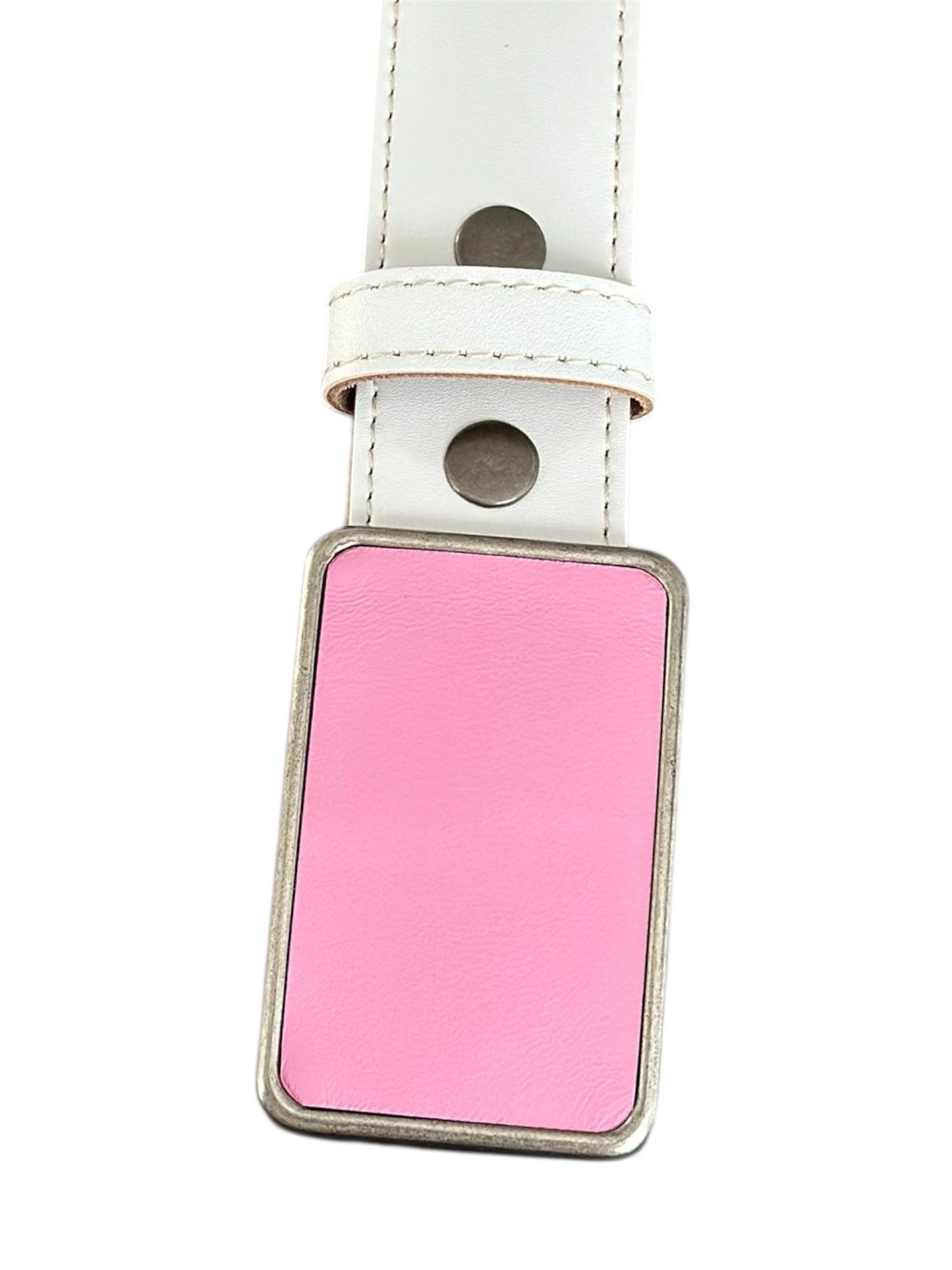 Pink Leather Rectangular Belt Buckle