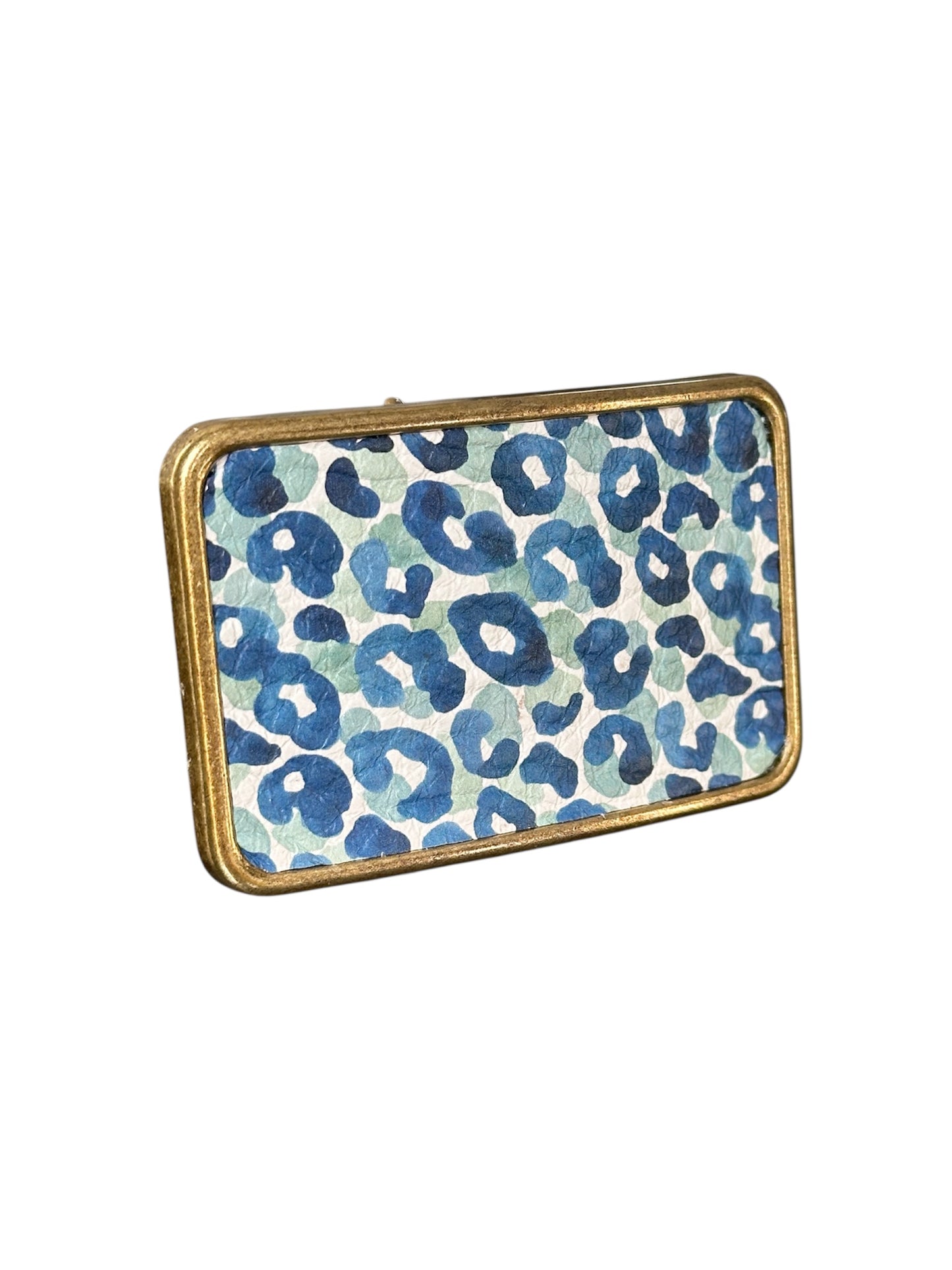 Cheetah Leather Buckle in Blue