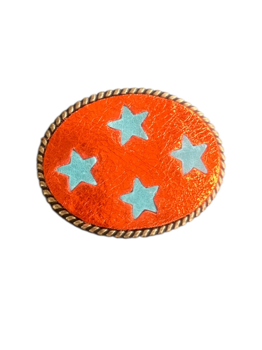 Stars Metallic Orange Concert Belt Buckle