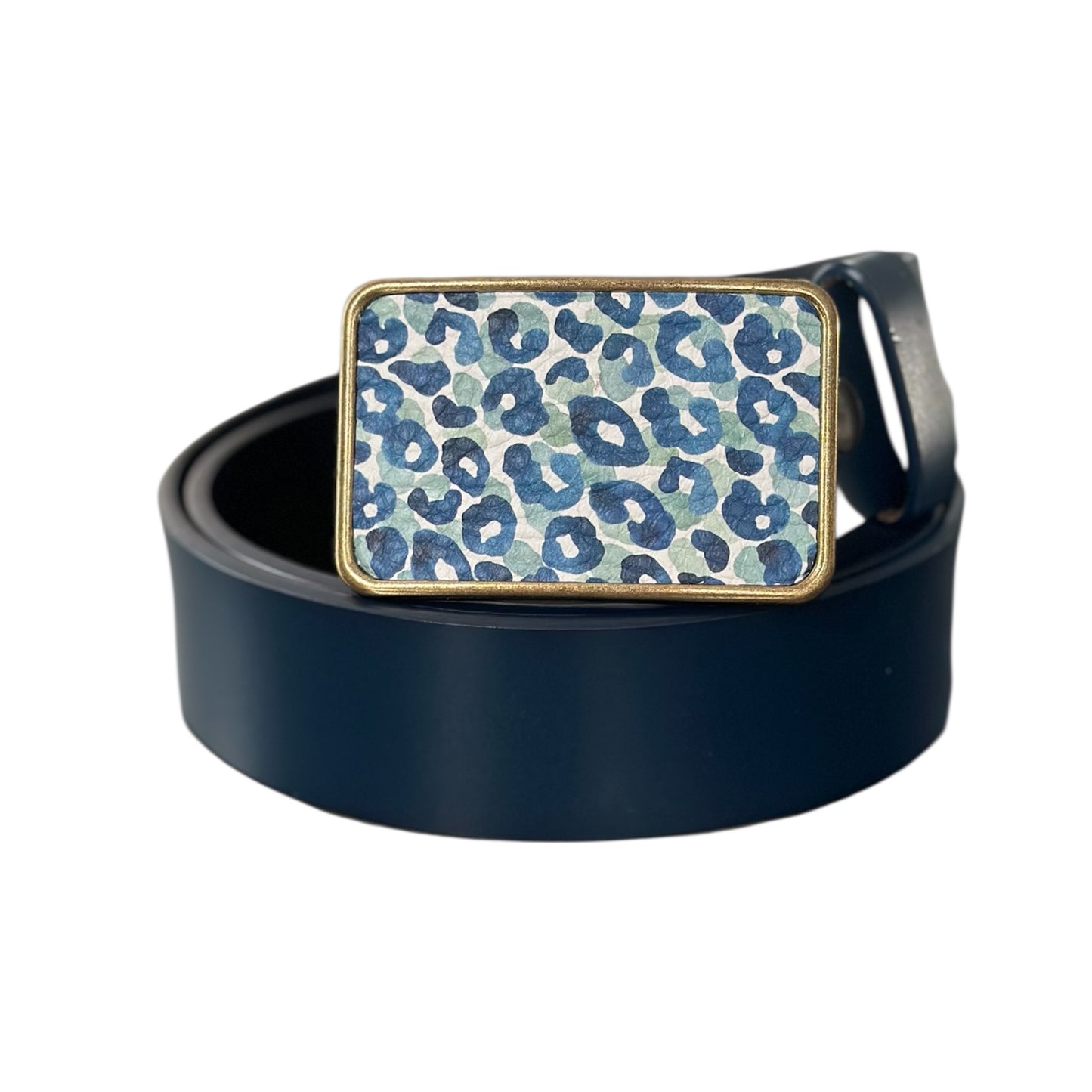 Cheetah Leather Buckle in Blue