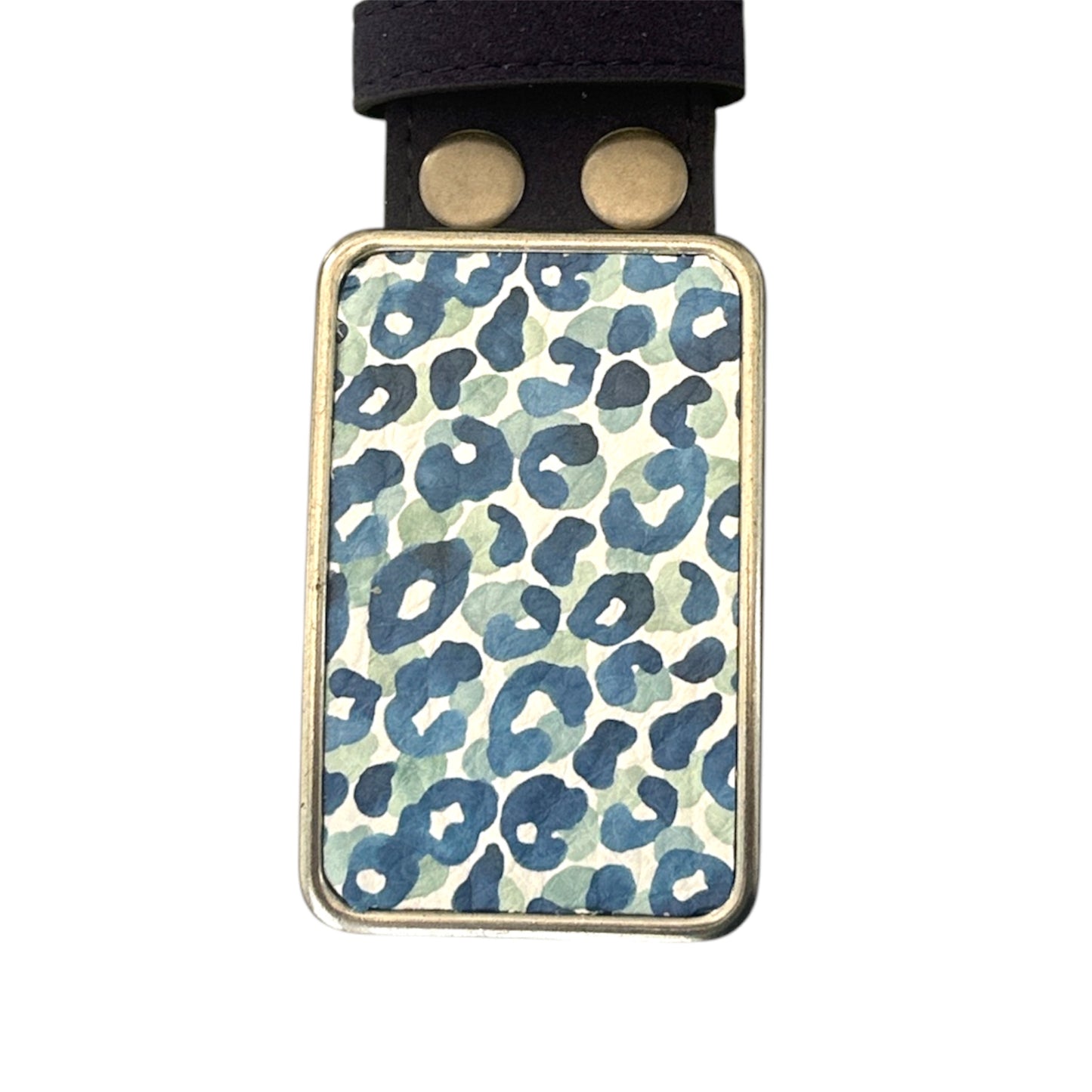 Cheetah Leather Buckle in Blue