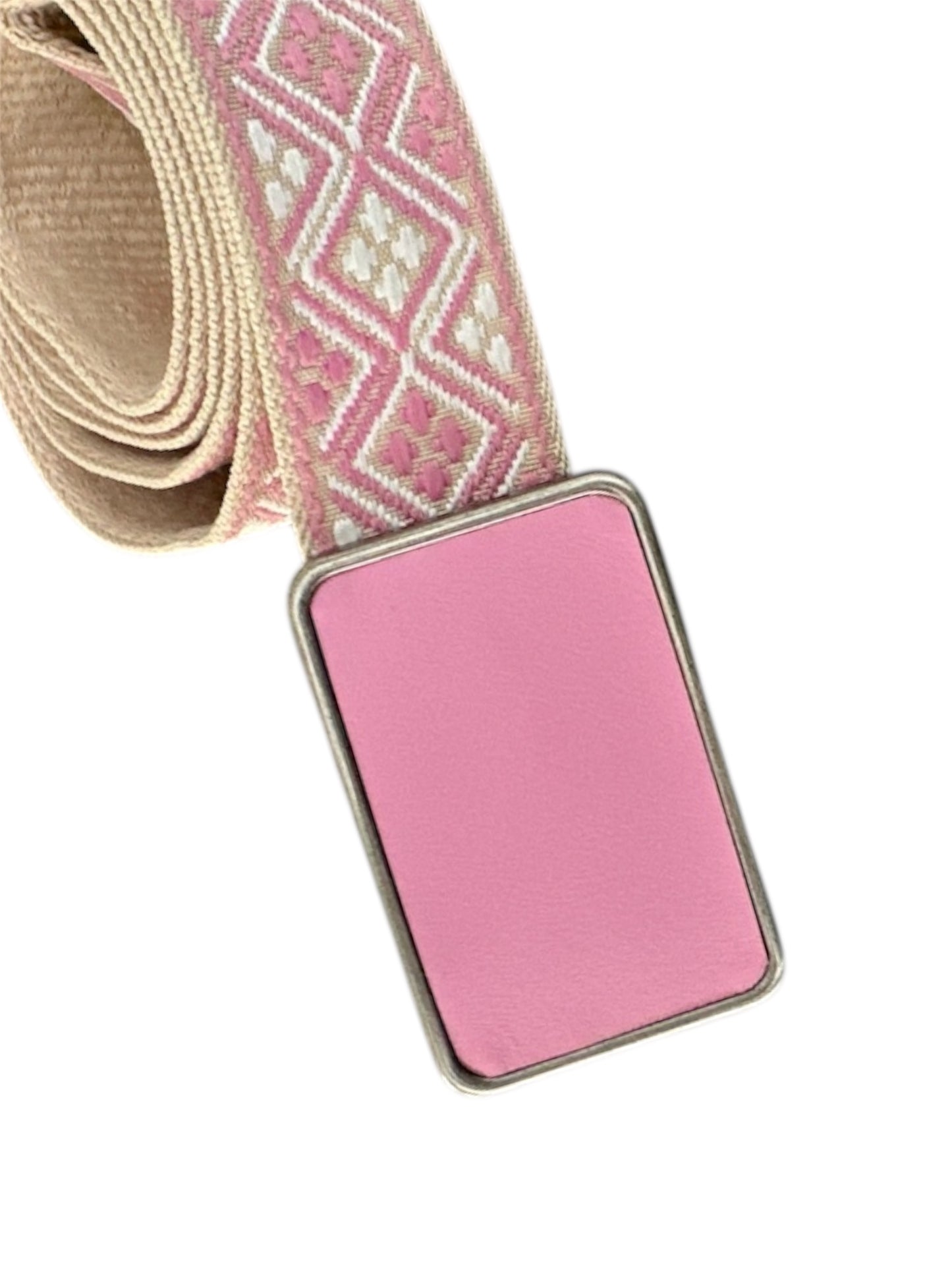 Pink Leather Rectangular Belt Buckle