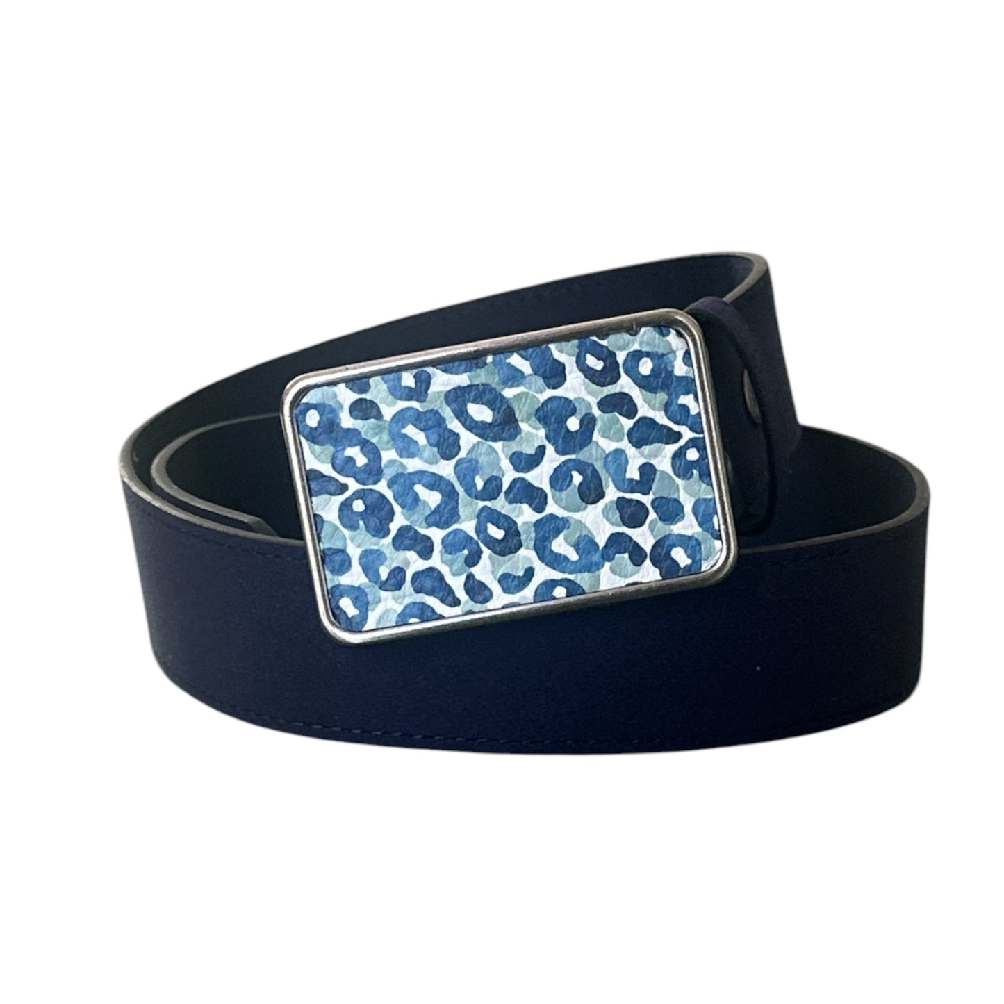 Cheetah Leather Buckle in Blue