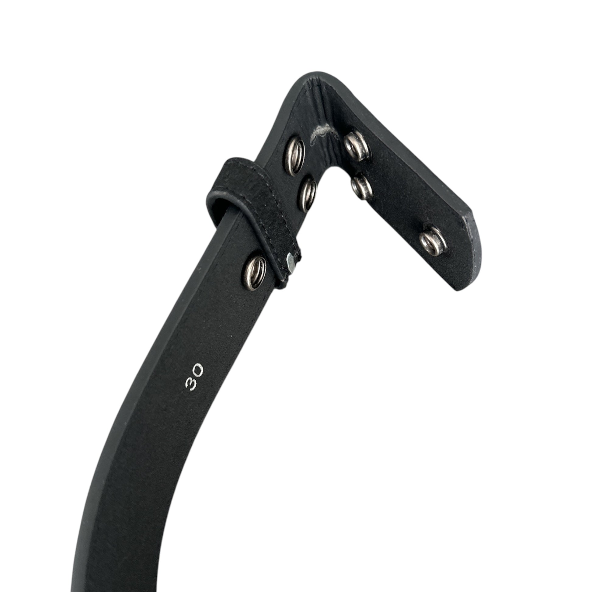 black suede no buckle open to assemble with a belt buckle on white background 