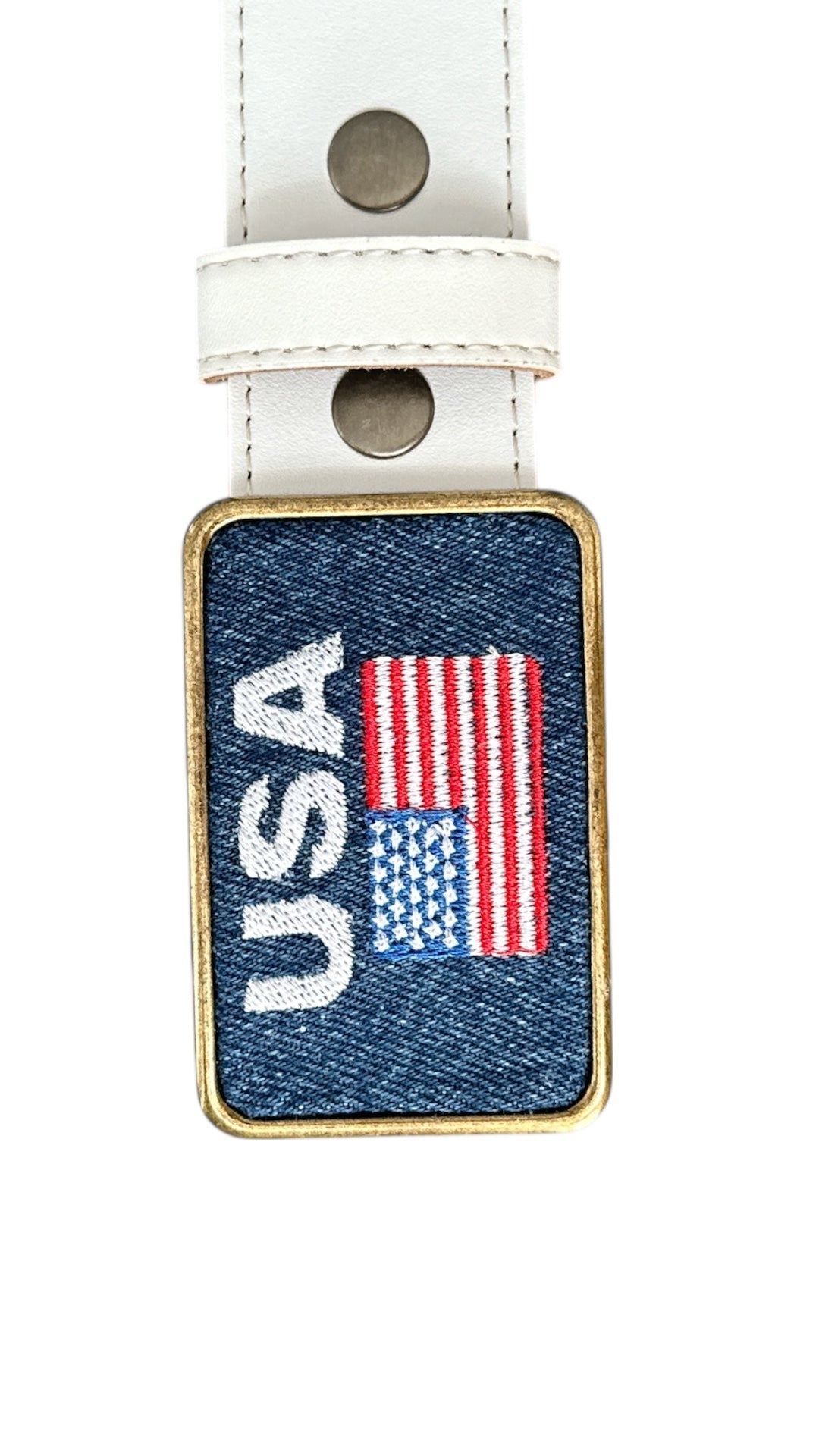 USA Flag Denim Belt Buckle