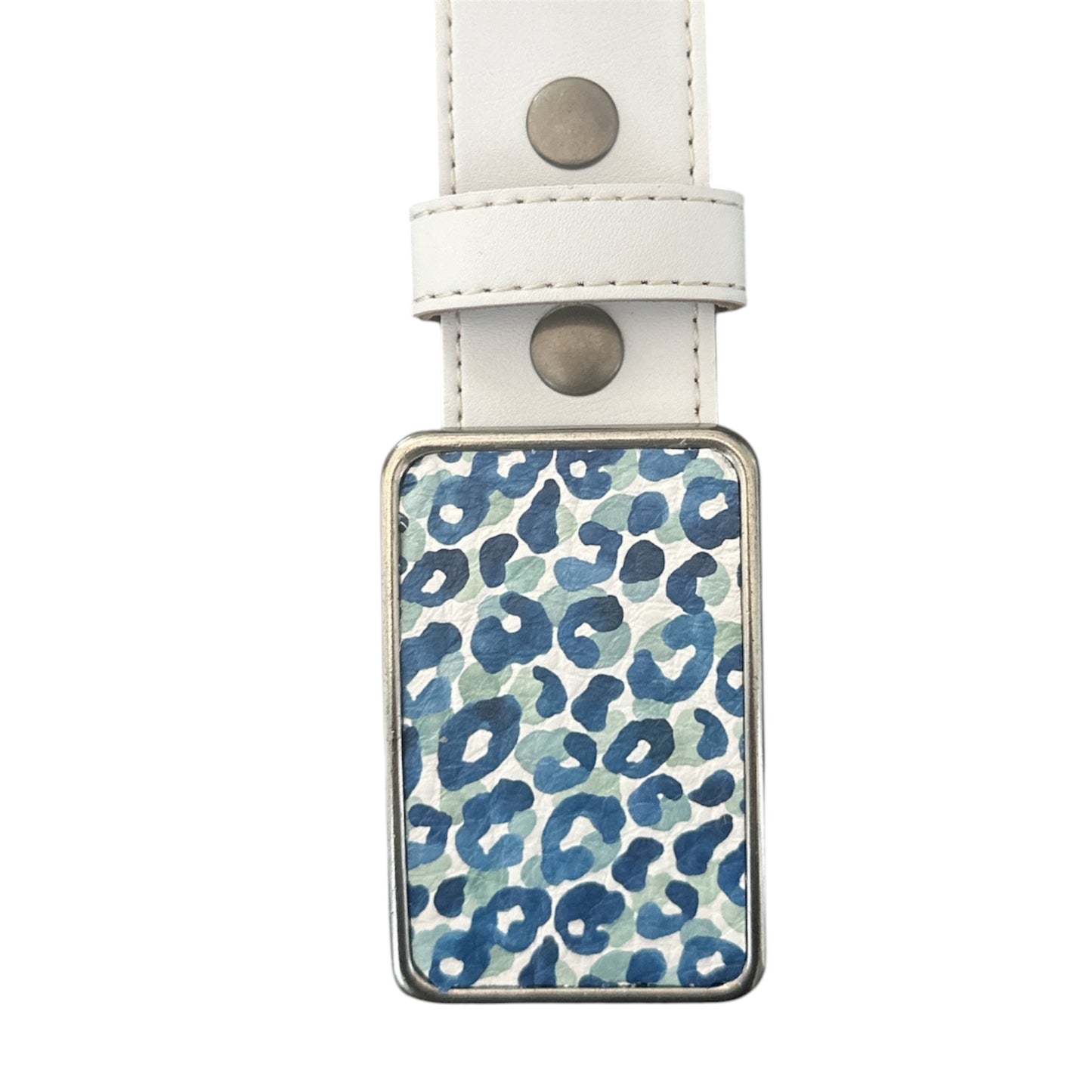 Cheetah Leather Buckle in Blue
