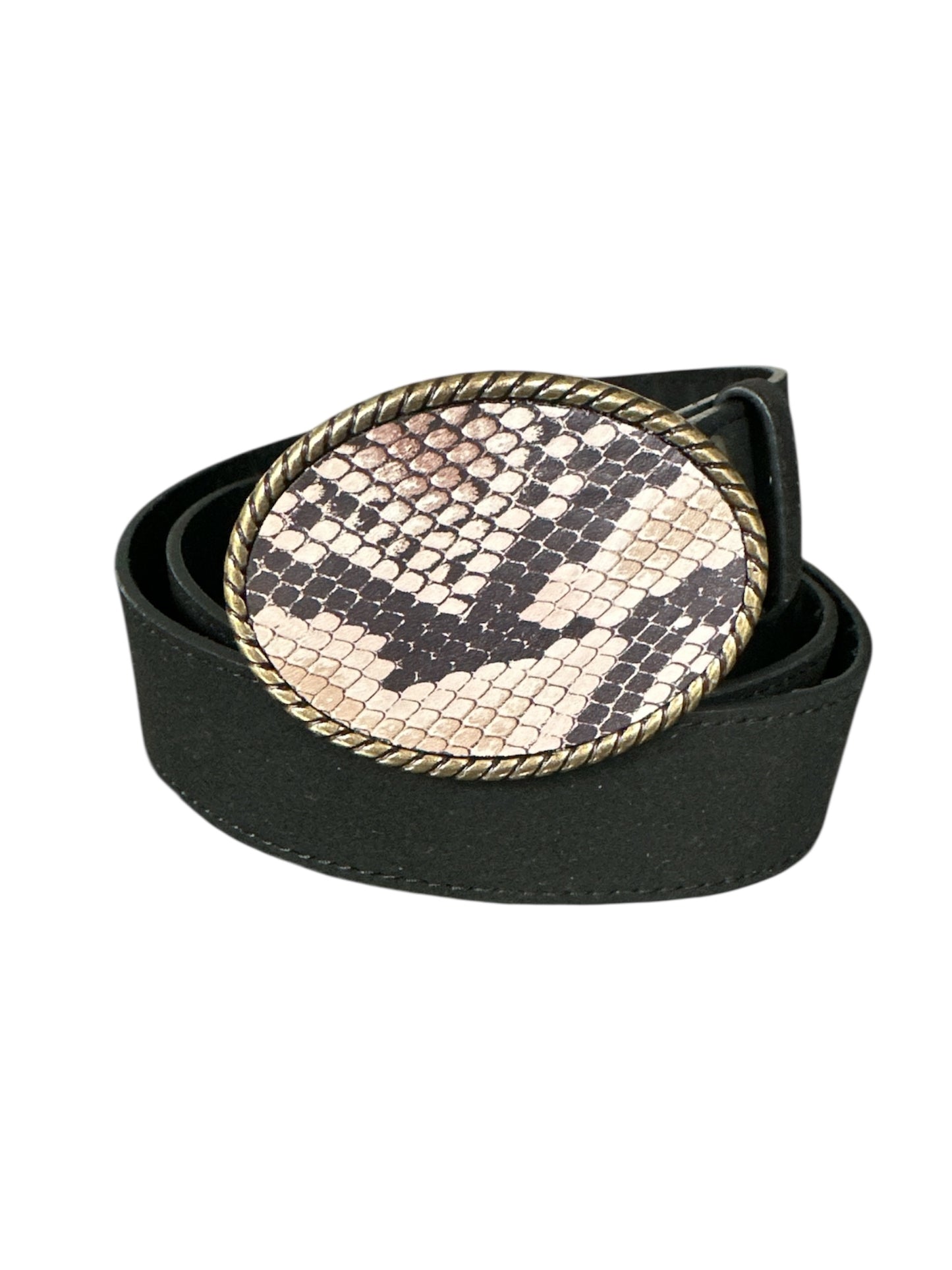 Python Printed Leather Rope Belt Buckle