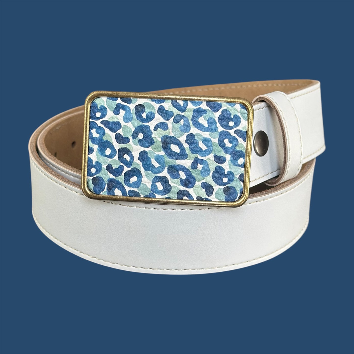 Cheetah Leather Buckle in Blue
