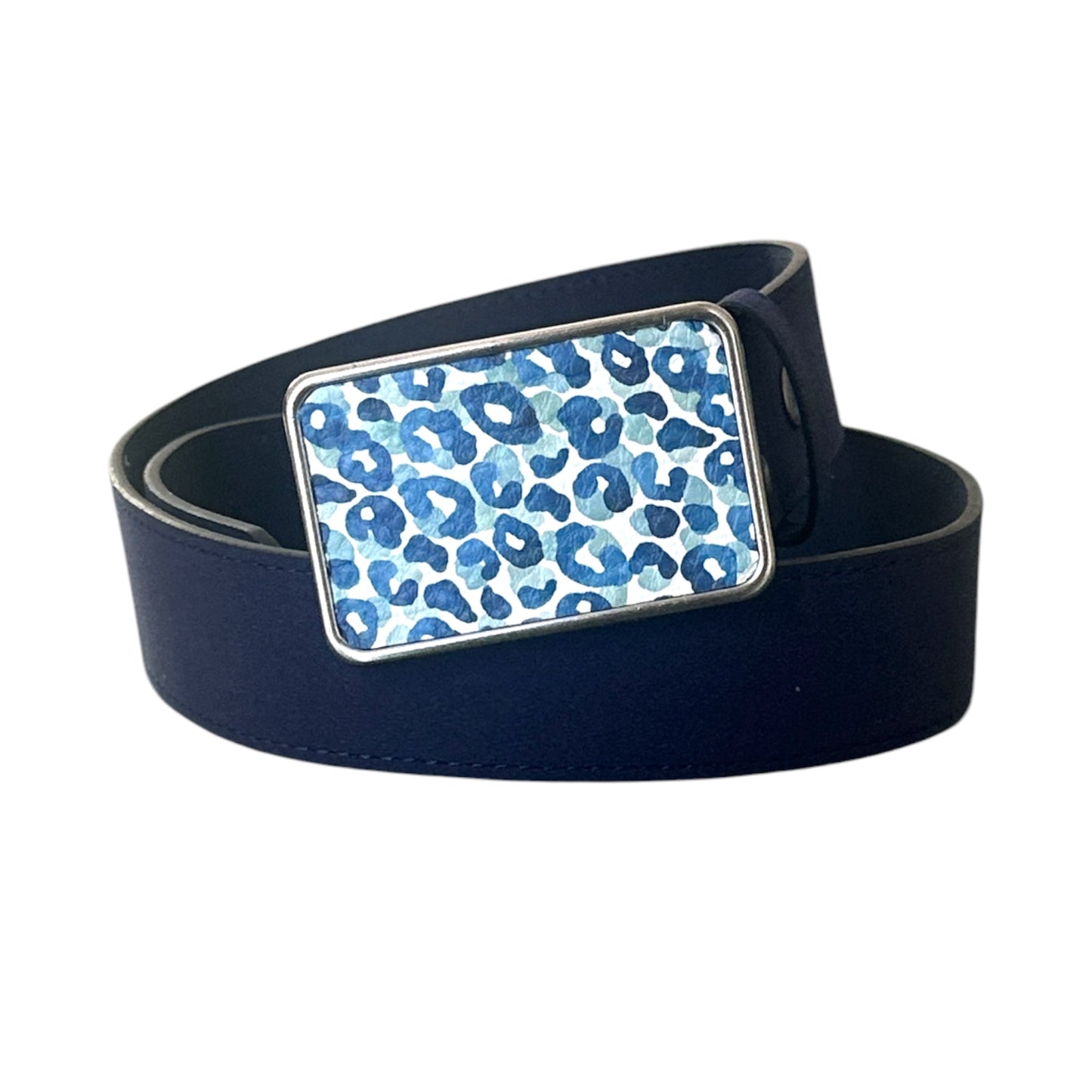 Cheetah Leather Buckle in Blue