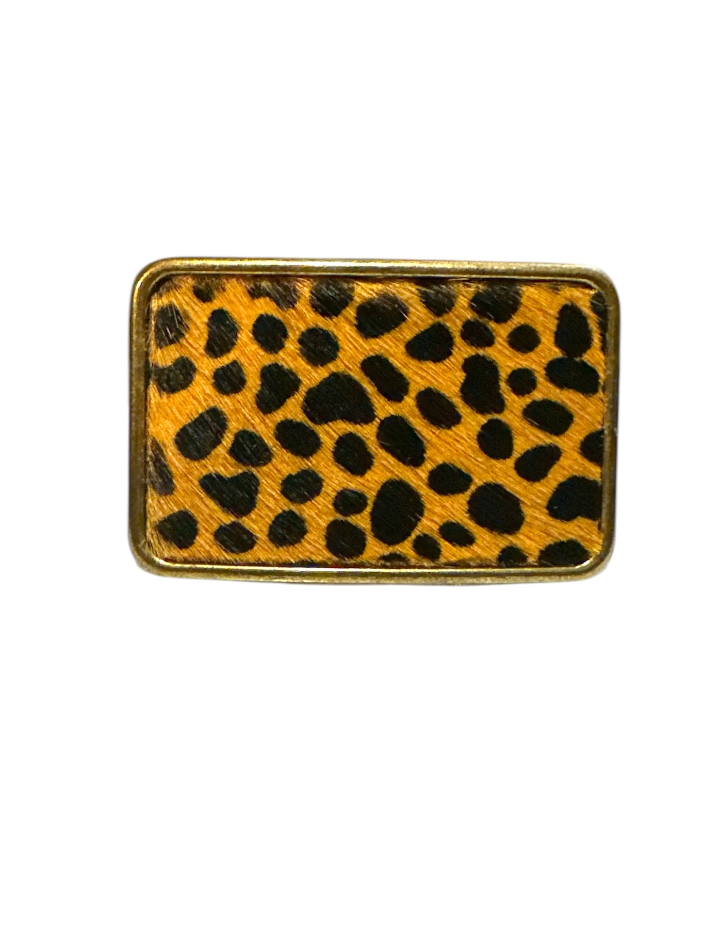 Leopard Hair on Leather Belt Buckle