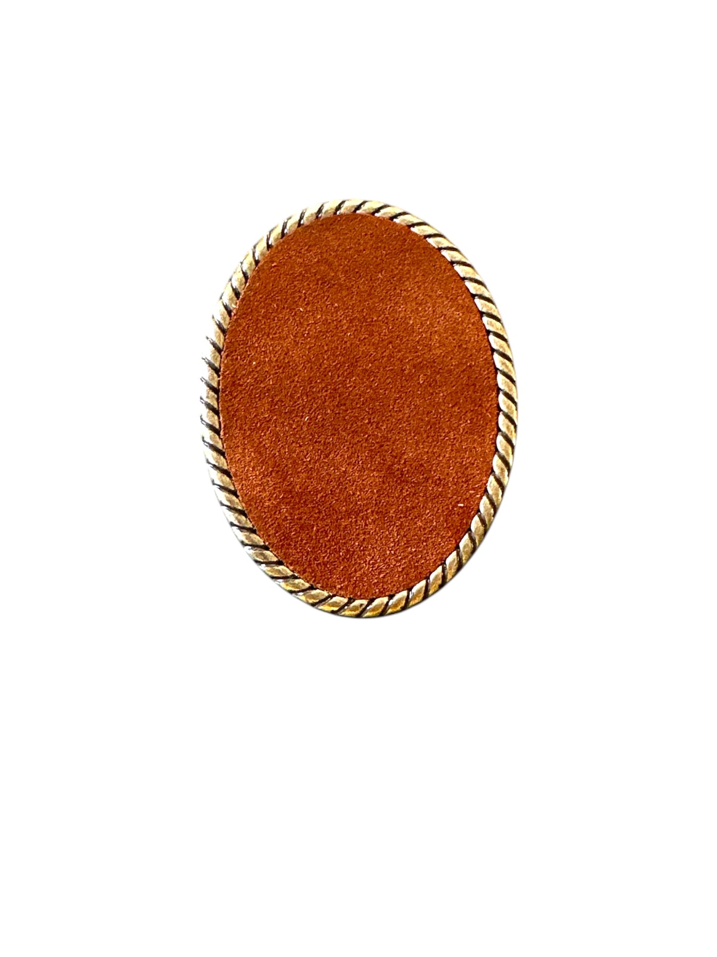 Cognac Brown Suede Oval Belt Buckle