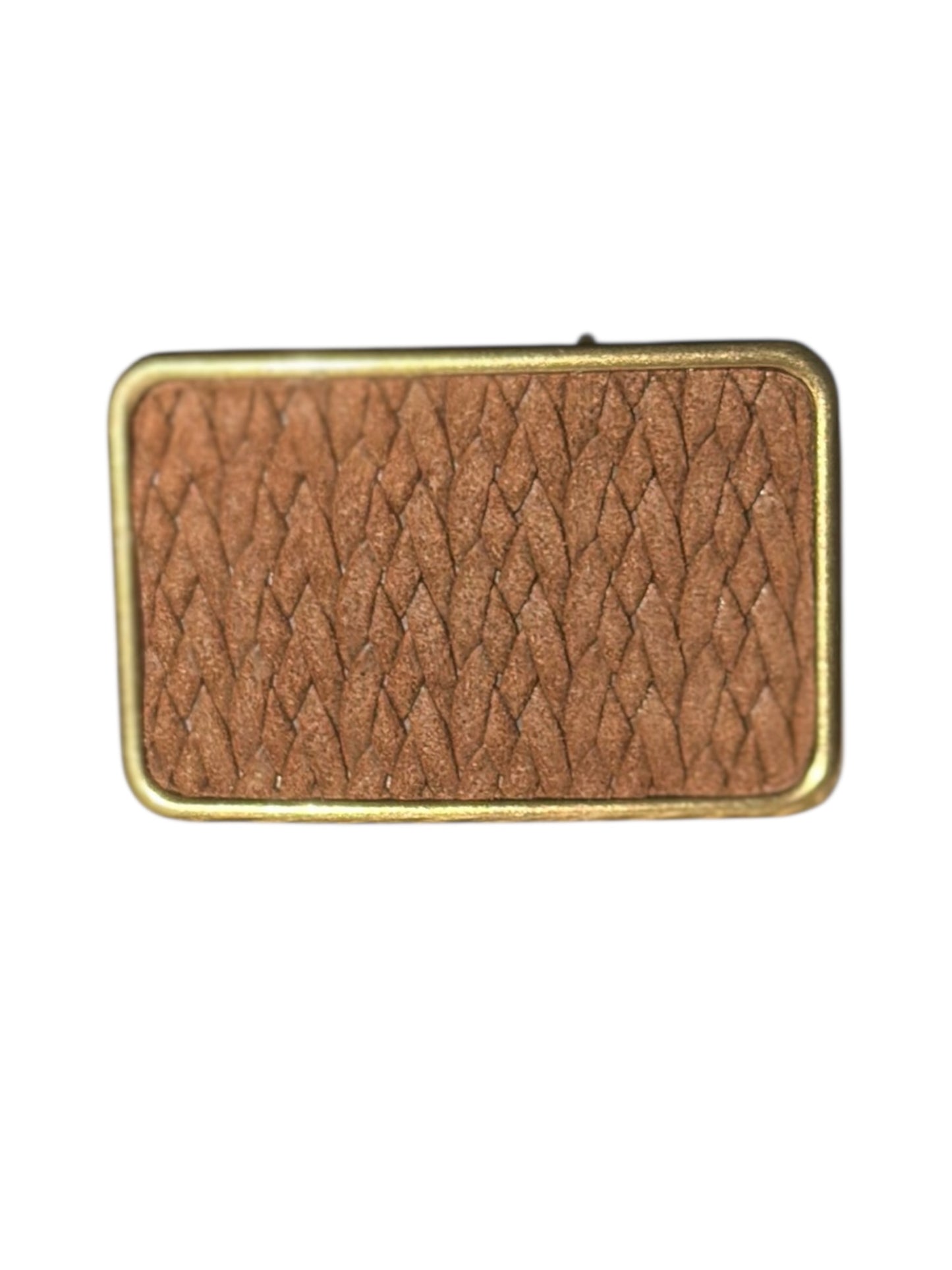 Brown Suede Braided Rectangular Belt Buckle