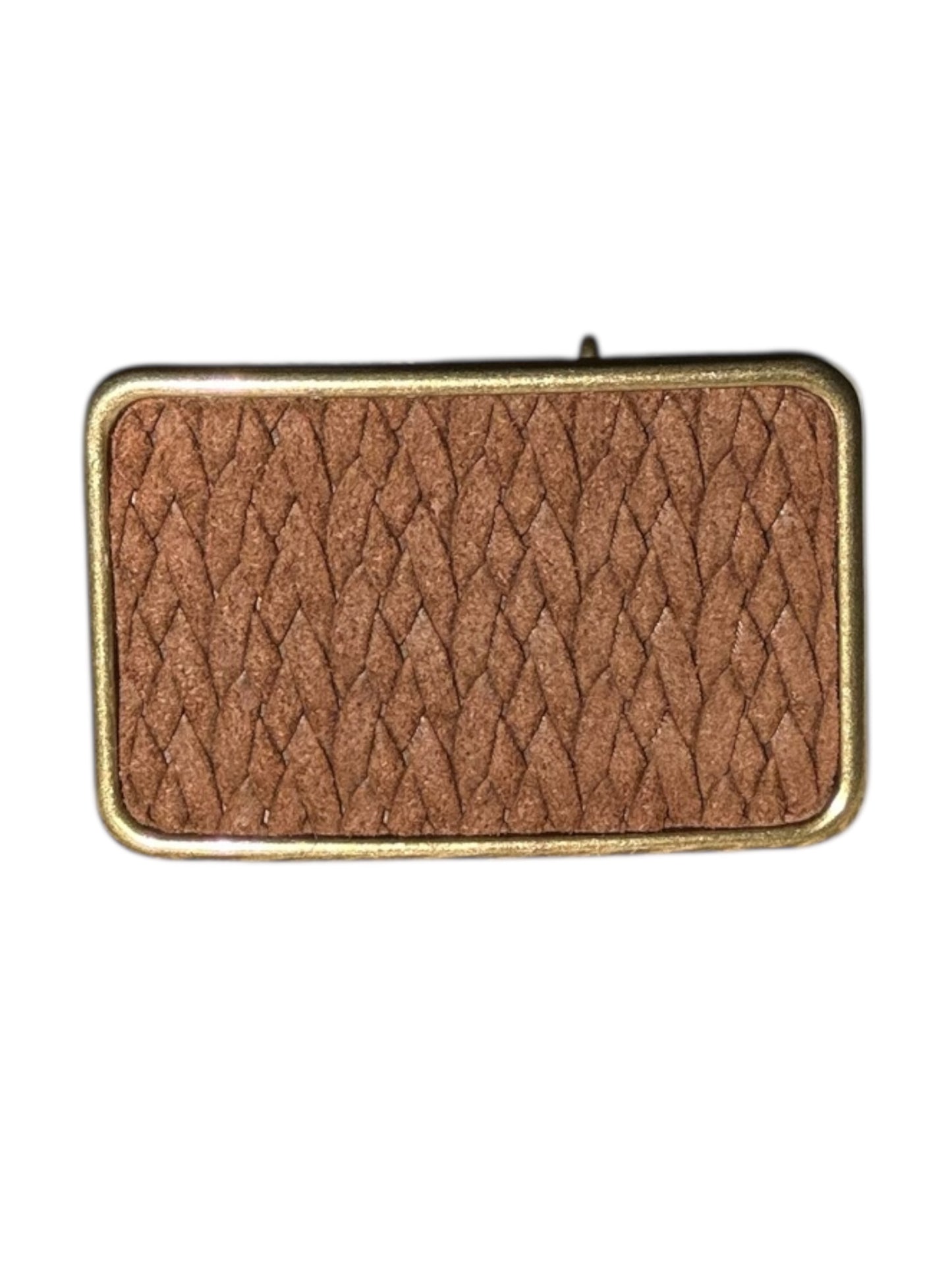 Brown Suede Braided Rectangular Belt Buckle
