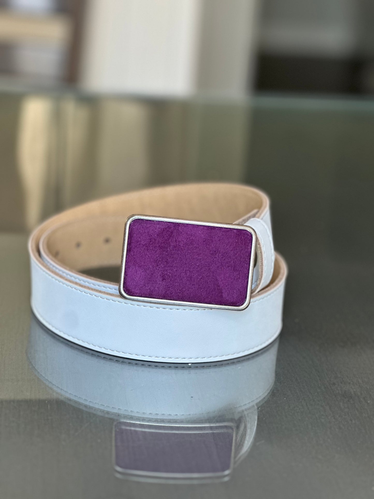 Purple Suede Rectangular Belt Buckle