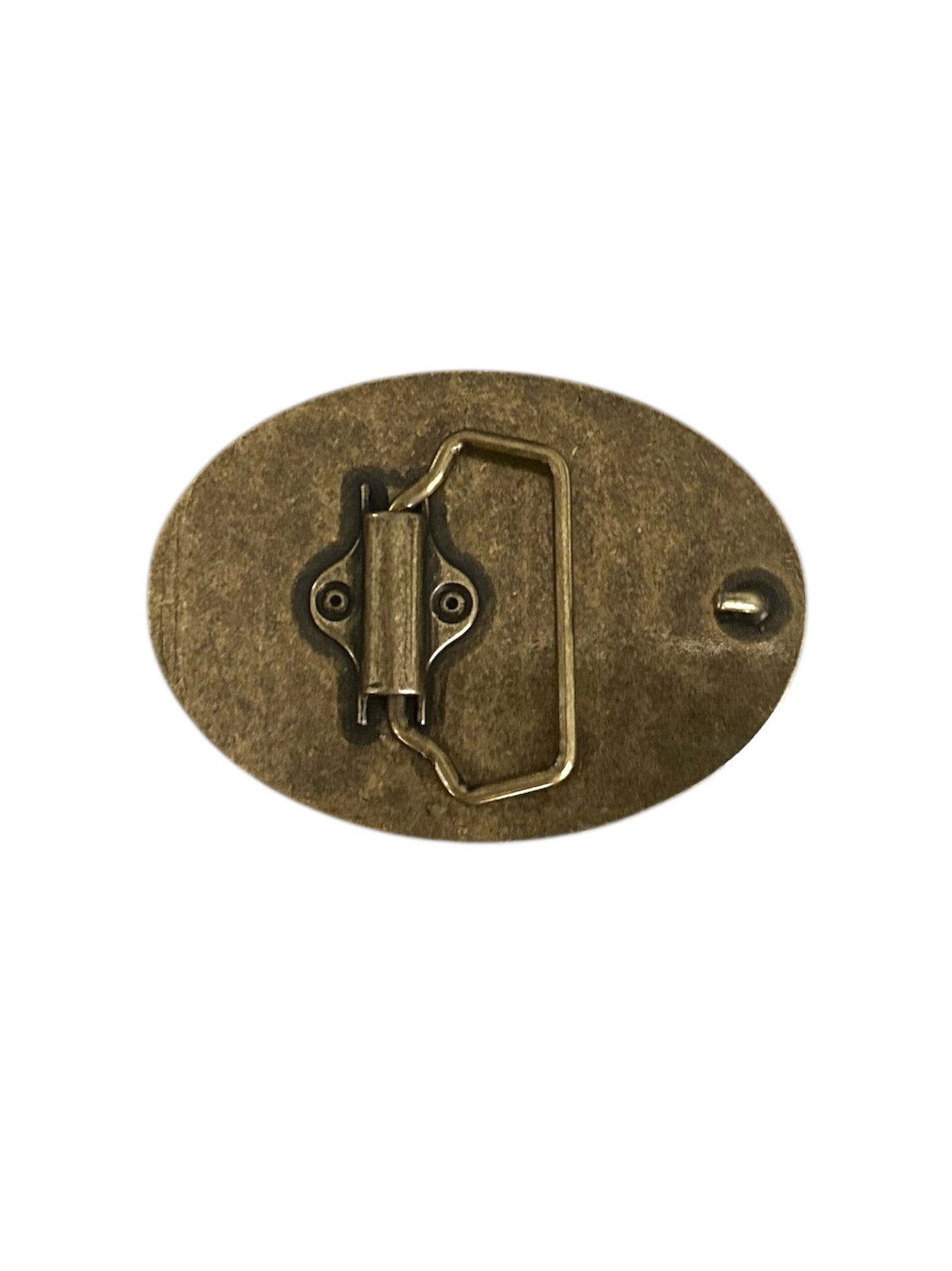 Tan Hair on Hide Oval Rope Belt Buckle