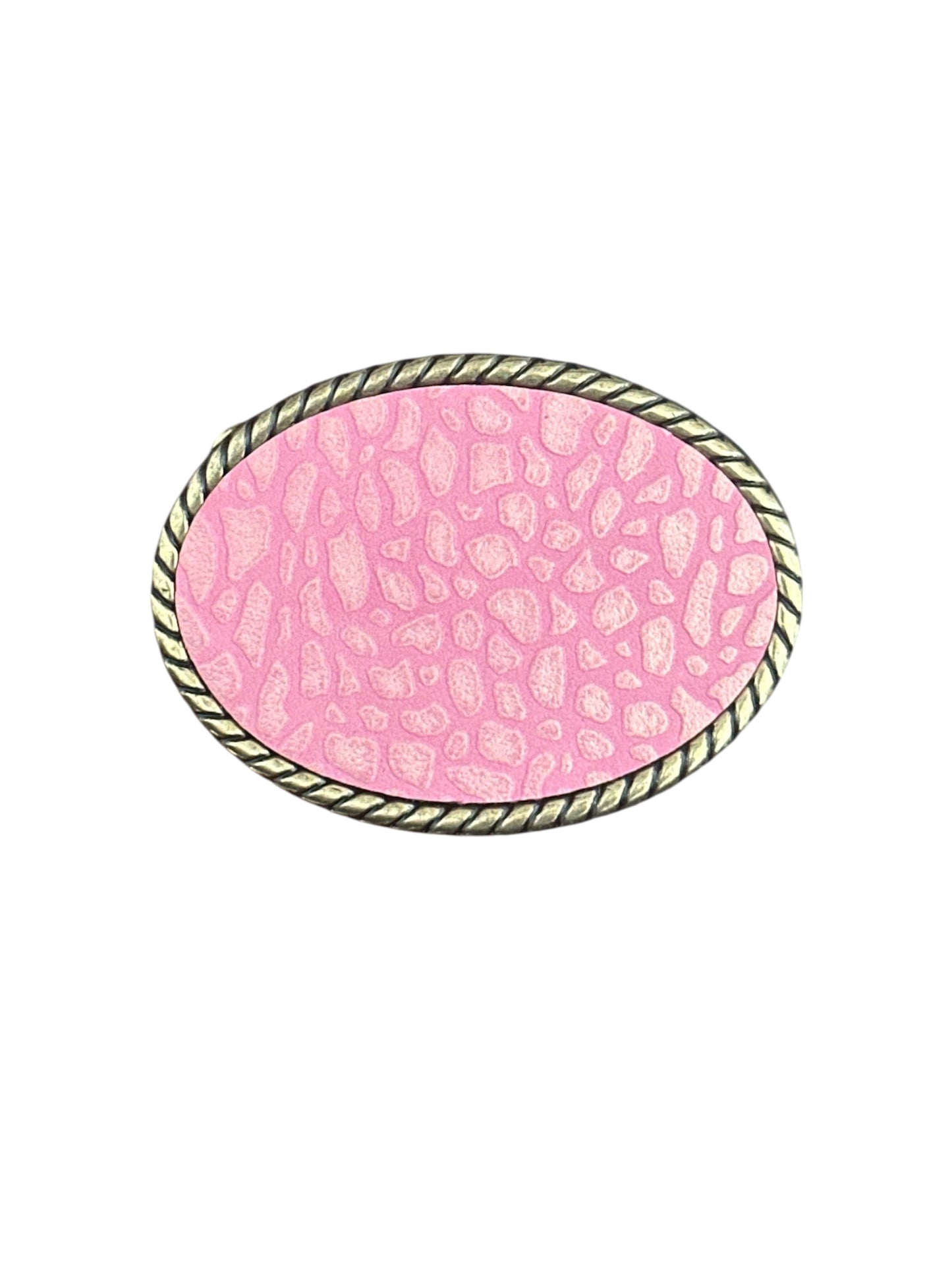Pink Cheetah Leather Belt Buckle
