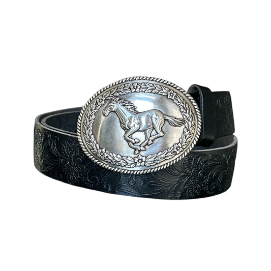 Horse Engraved Western Belt Buckle