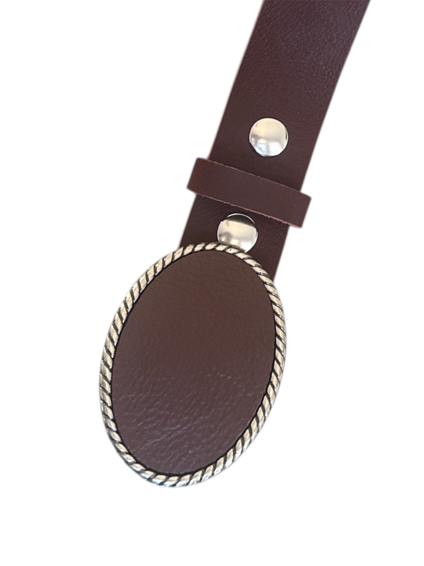 Burgundy Leather Rope Belt Buckle and Burgundy Interchangeable Leather Belt Set