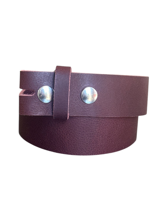 Burgundy Leather Interchangeable No buckle Belt Strap