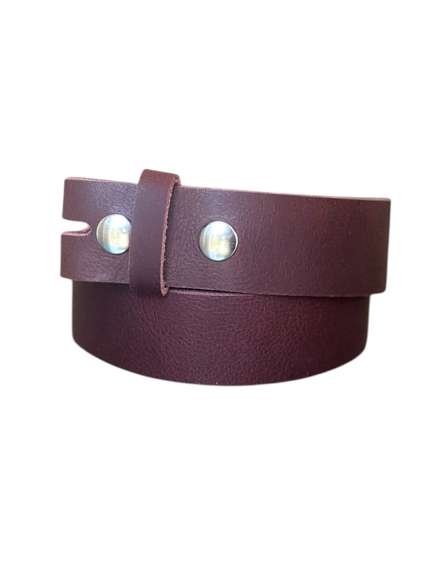 Burgundy Leather Interchangeable No buckle Belt Strap