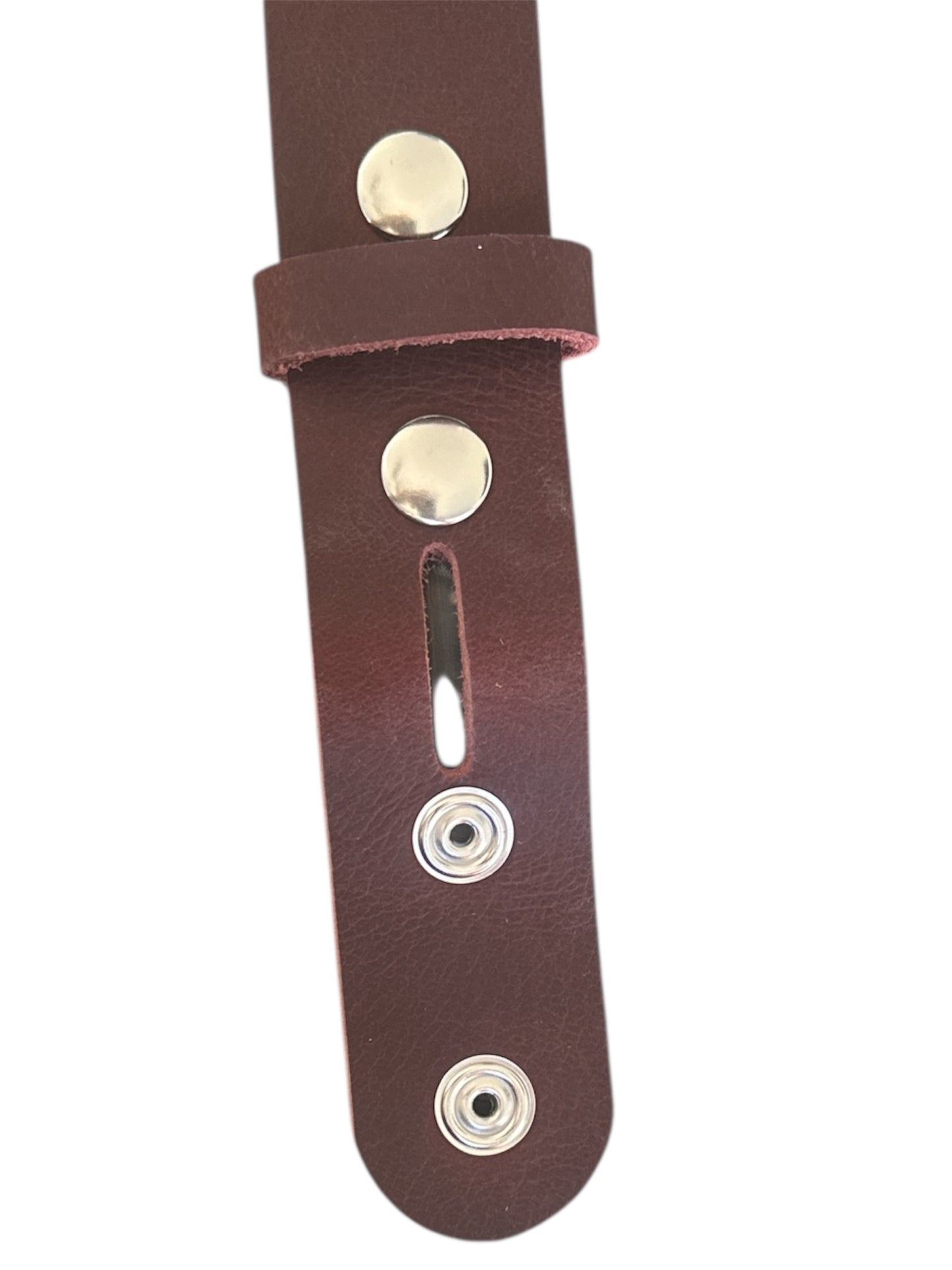 Burgundy Leather Interchangeable No buckle Belt Strap