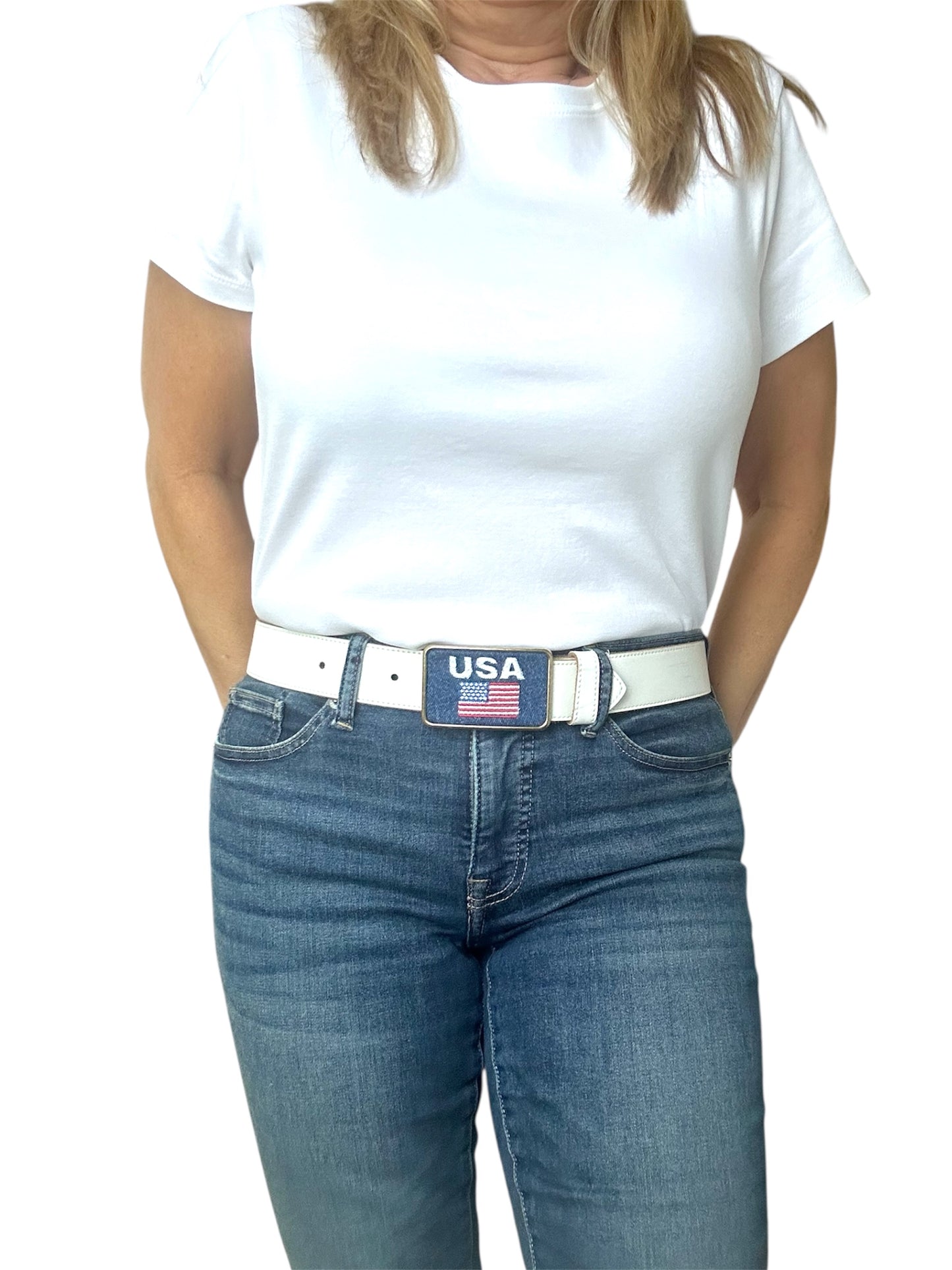 USA Flag Denim Belt Buckle