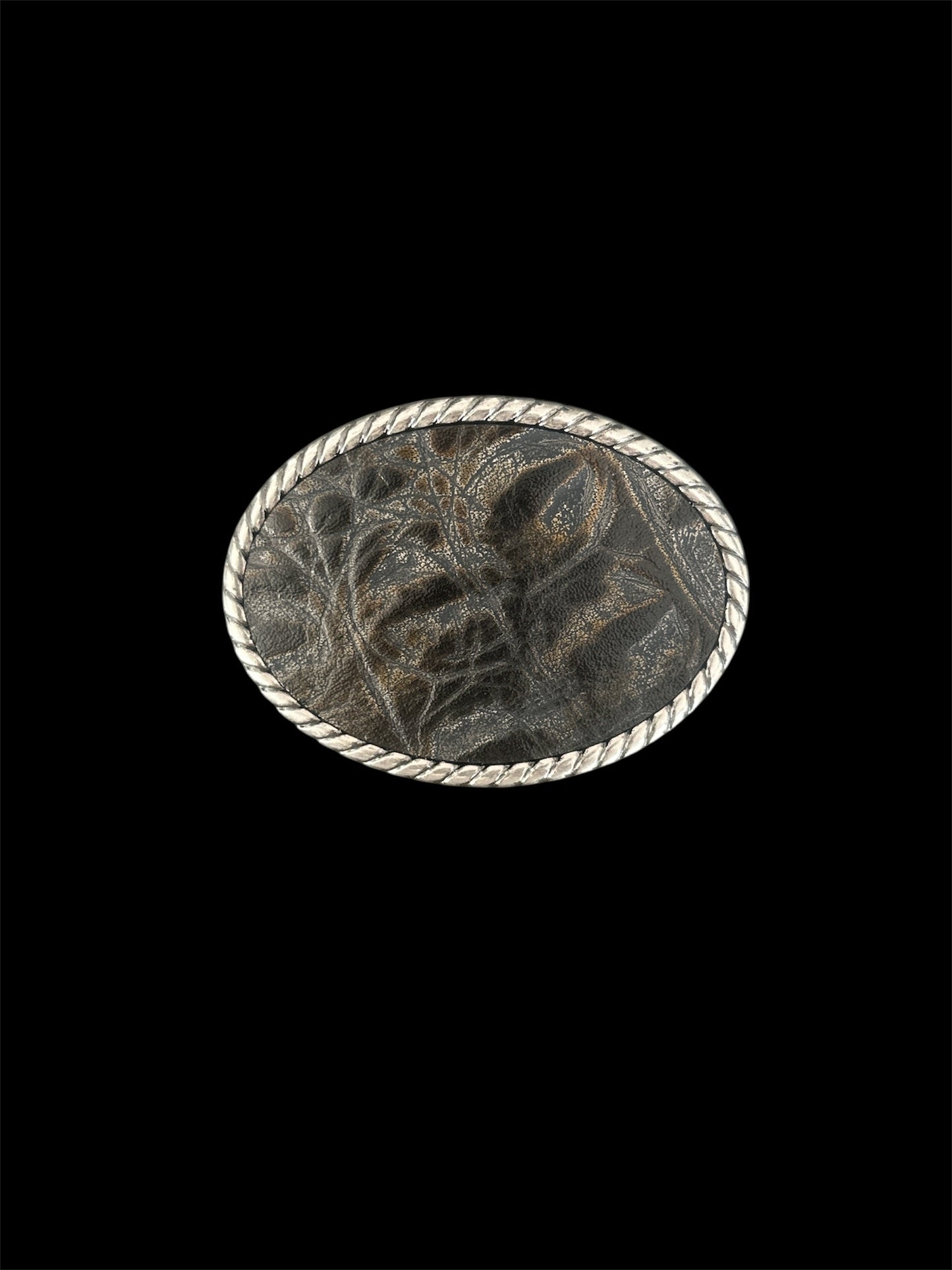 Grey and Taupe Embossed Crocodile Belt Buckle