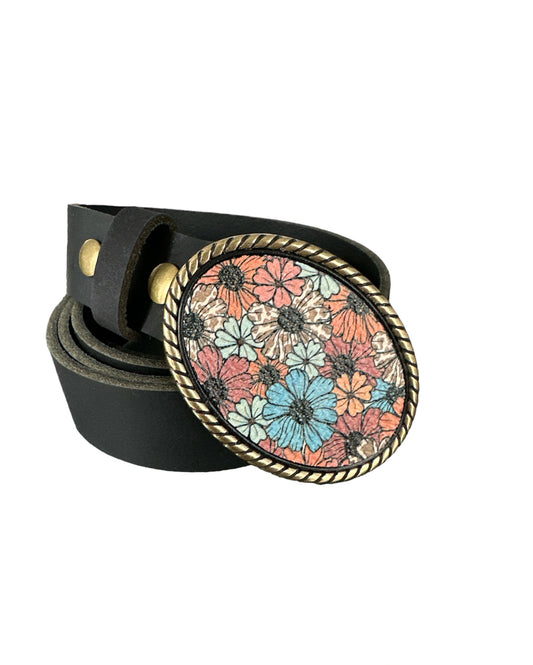 Flower Leather Belt Buckle