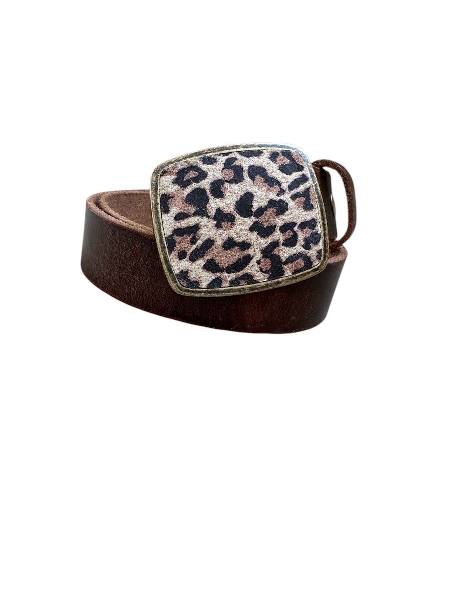 Rustic Cheetah Leather Belt Buckle