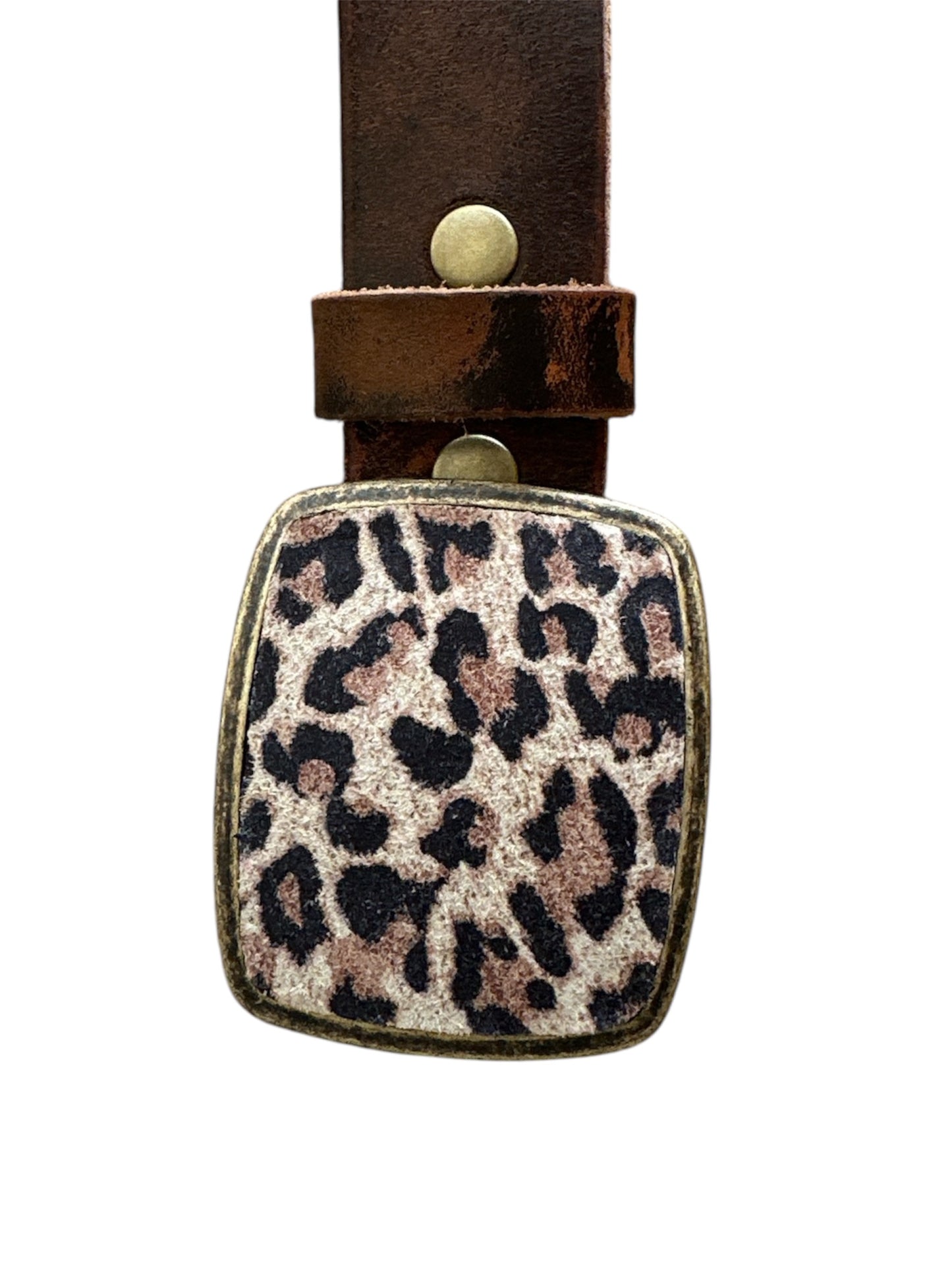 Rustic Cheetah Leather Belt Buckle
