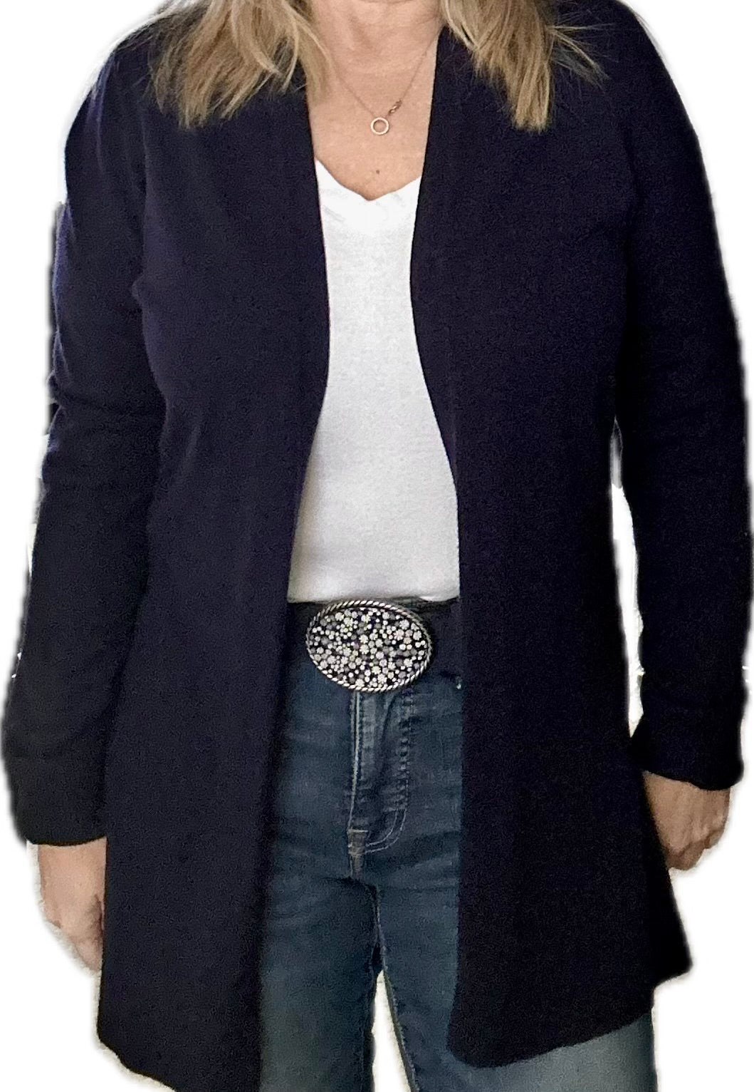 Daisy Cork Belt Buckle in Navy Blue