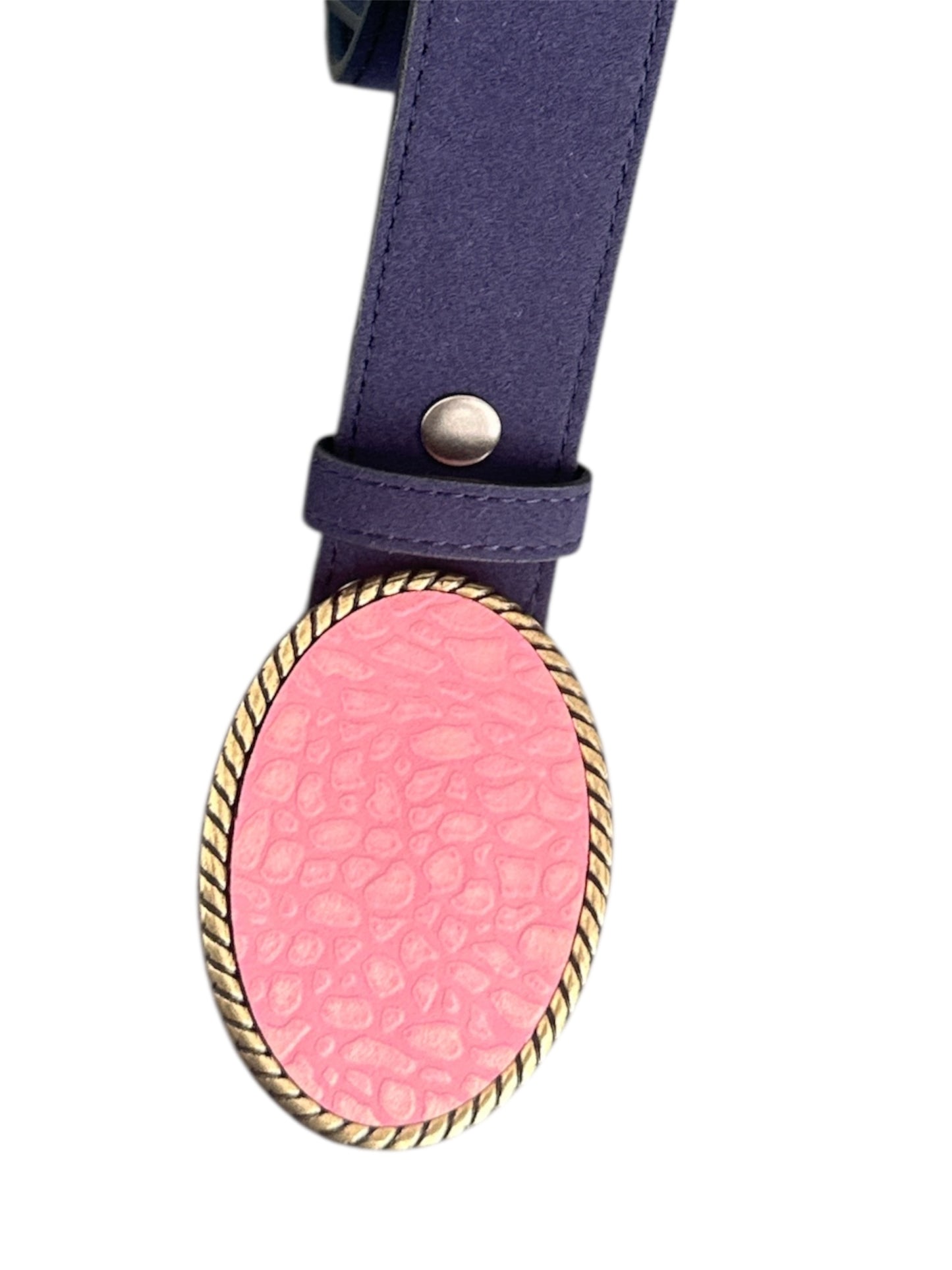Pink Cheetah Leather Belt Buckle
