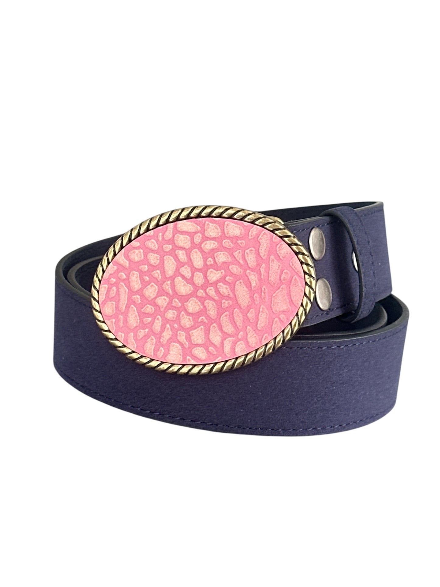 Pink Cheetah Leather Belt Buckle