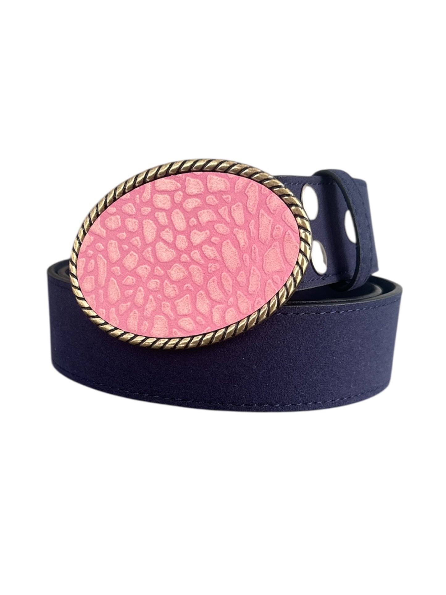 Pink Cheetah Leather Belt Buckle