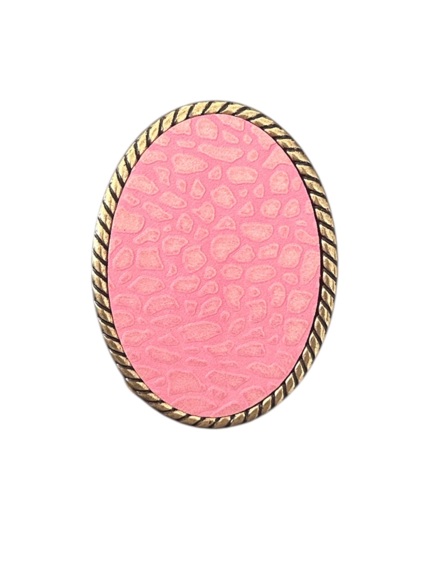 Pink Cheetah Leather Belt Buckle