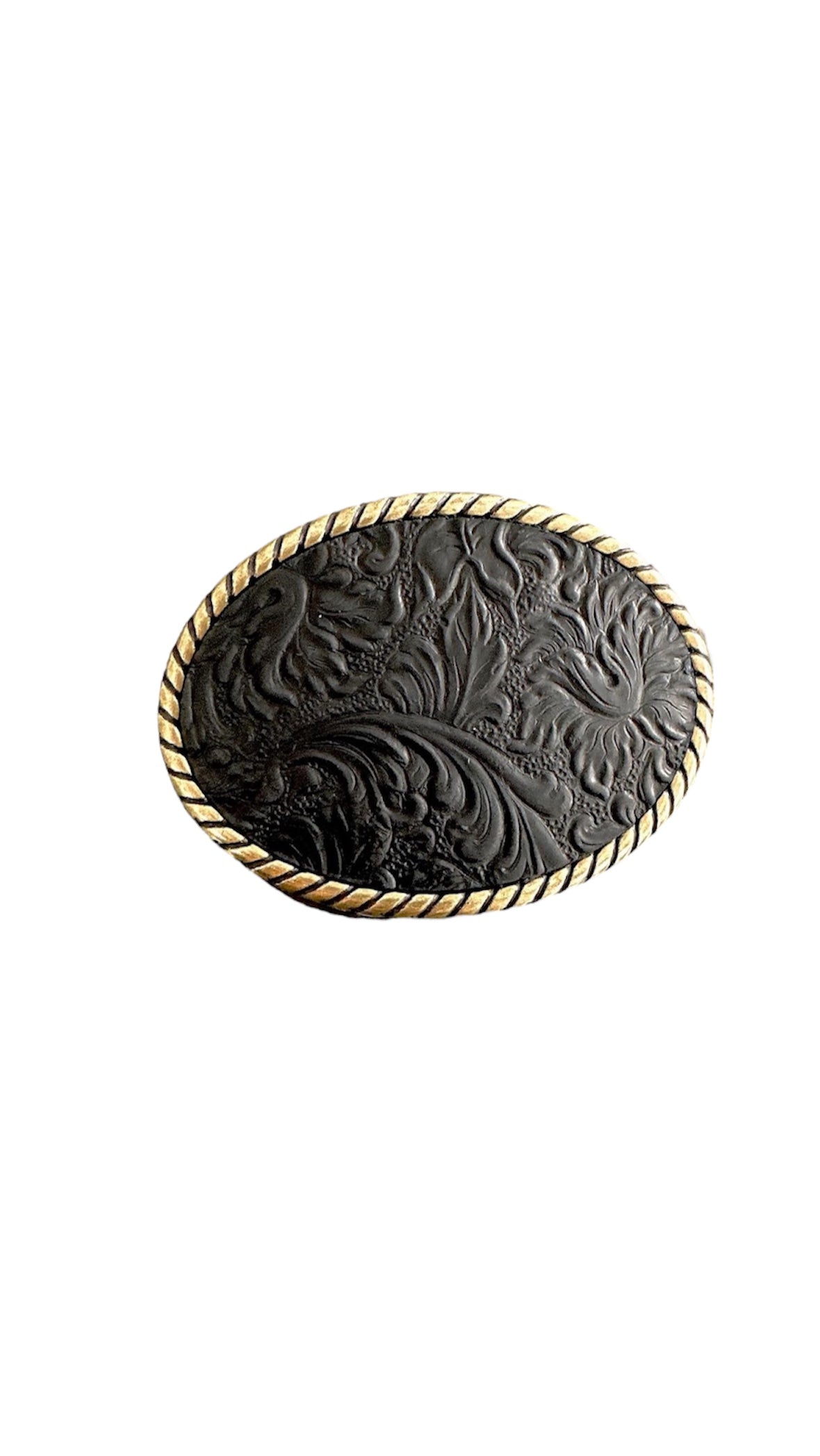 Black Embossed Leather Belt Buckle