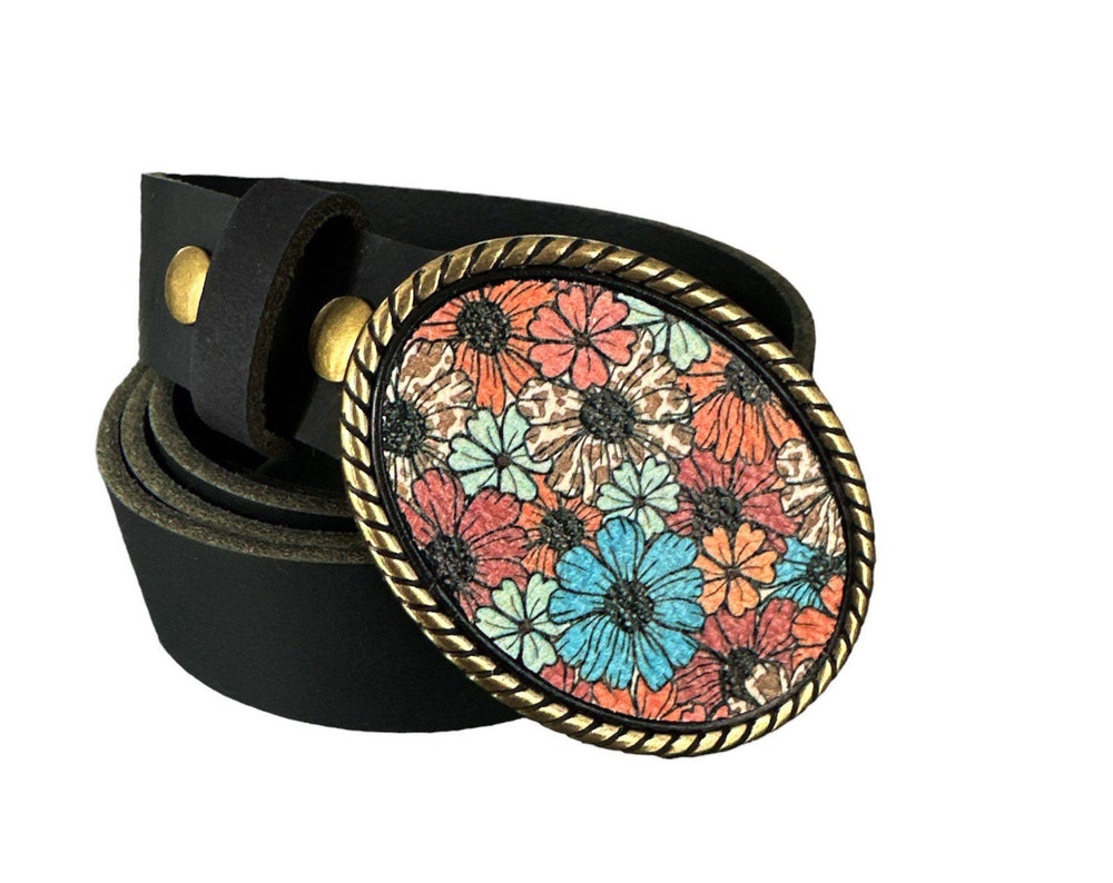 Flower Leather Belt Buckle