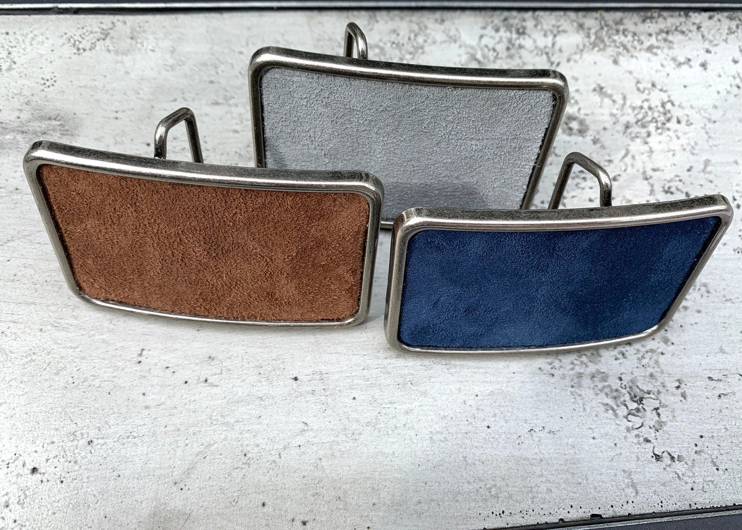 Blue Suede Rectangular Interchangeable Buckle