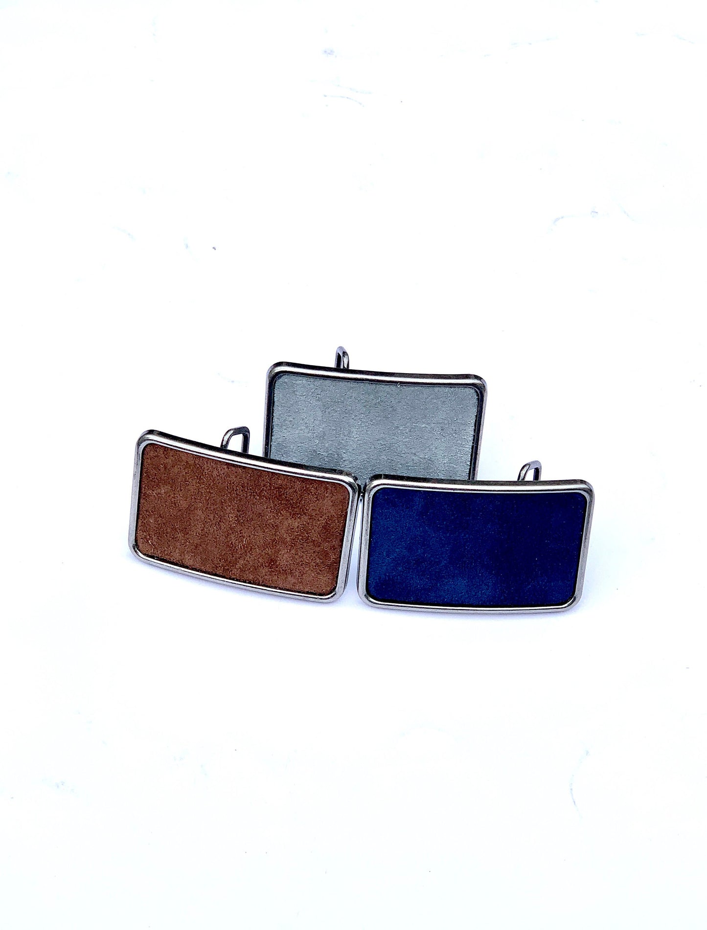 Blue Suede Rectangular Interchangeable Buckle