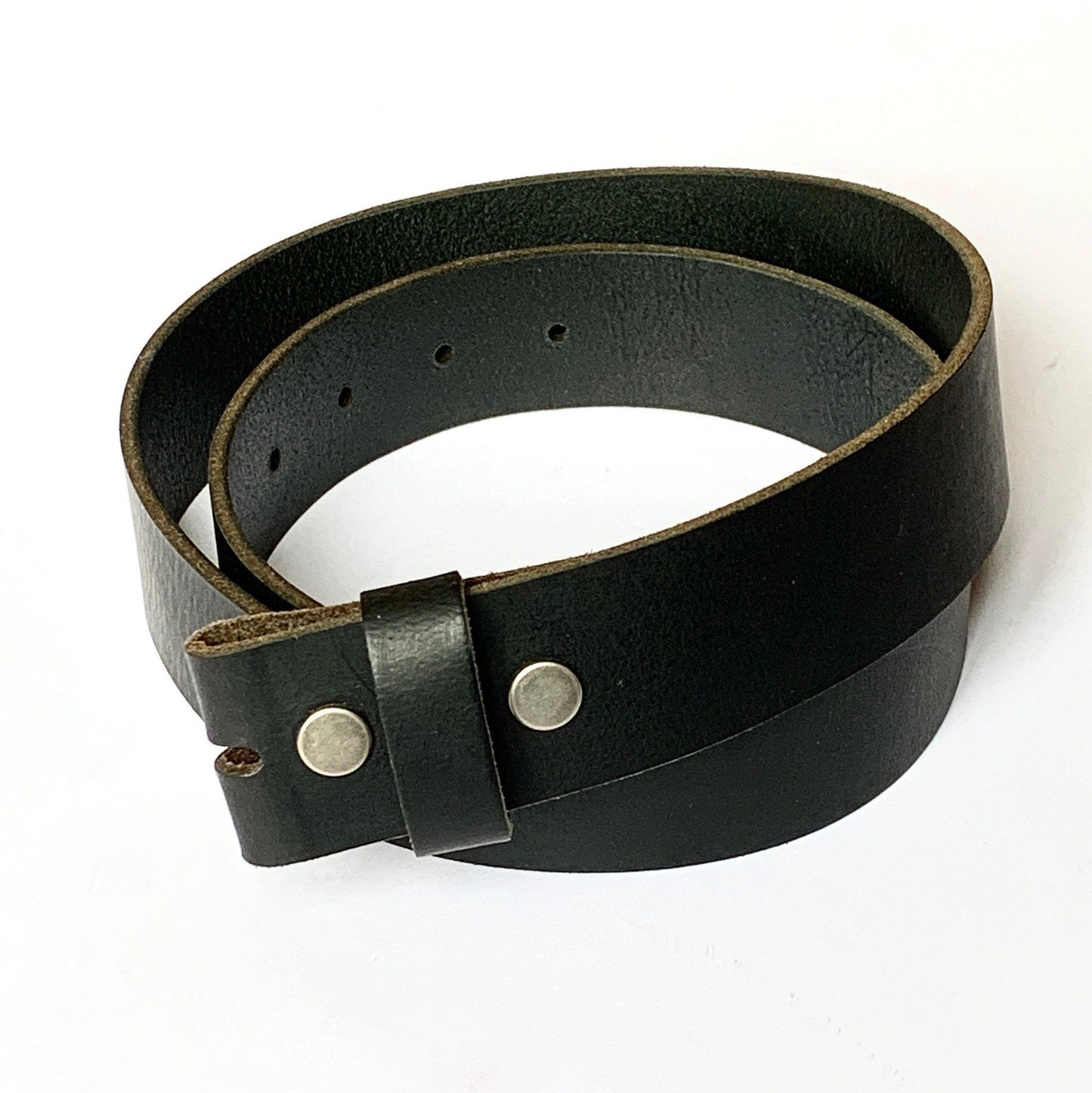 Black Full-Grain Leather Interchangeable No buckle Belt Strap