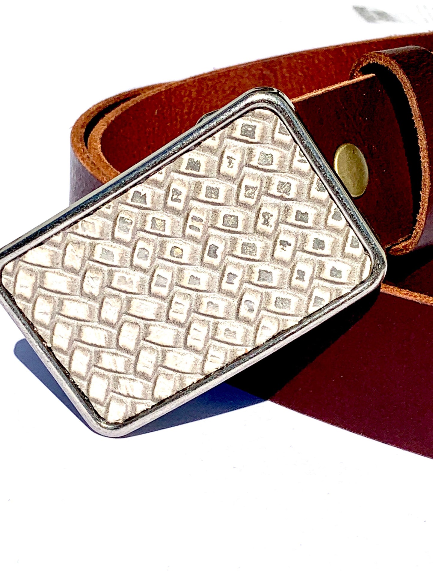 Basket Weave Embossed Belt Buckle