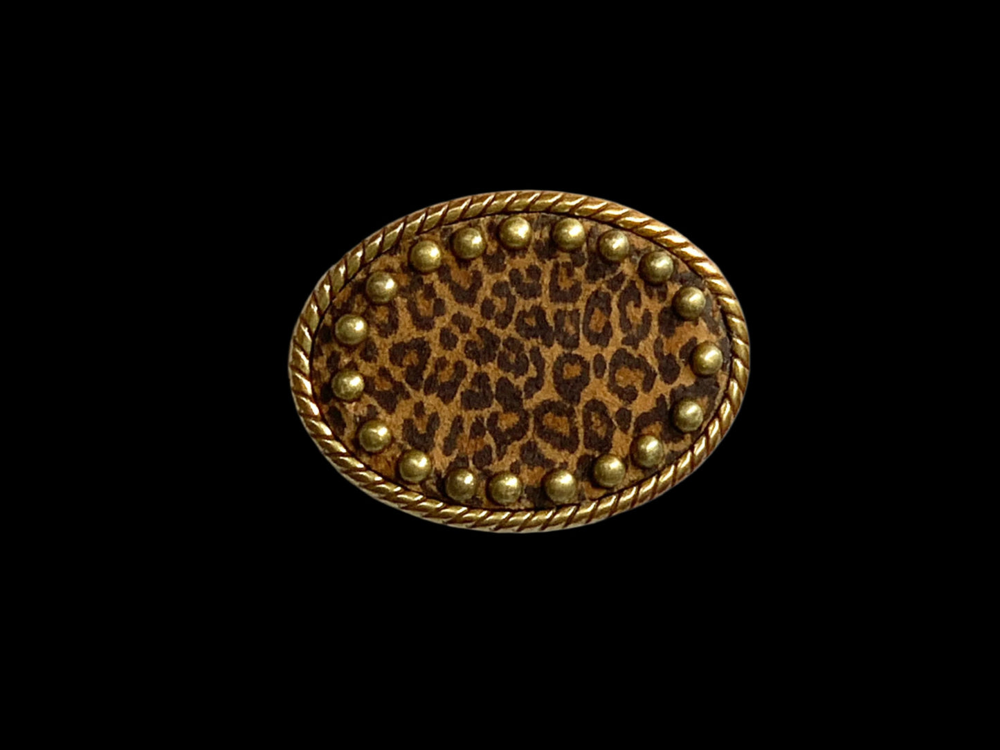 Cheetah Leather Belt Buckle With Accents