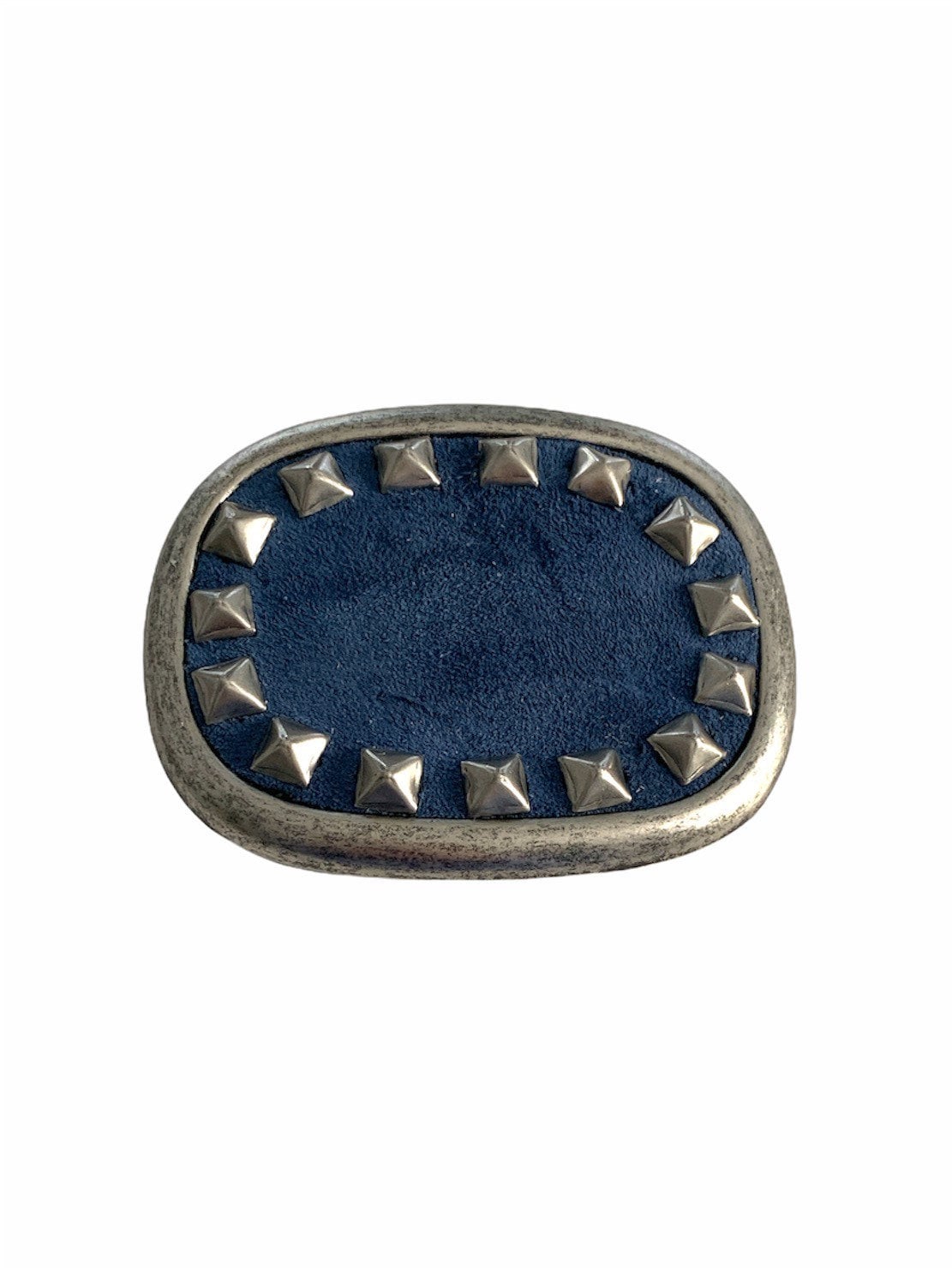 Blue Suede Belt Buckle With Studs