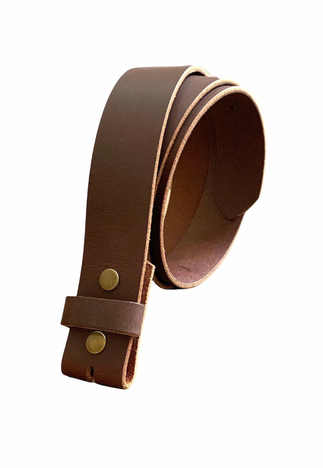 Brown No buckle Full Grain leather Interchangeable Belt