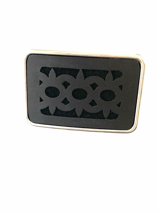 Sunburst Black Leather Belt Buckle