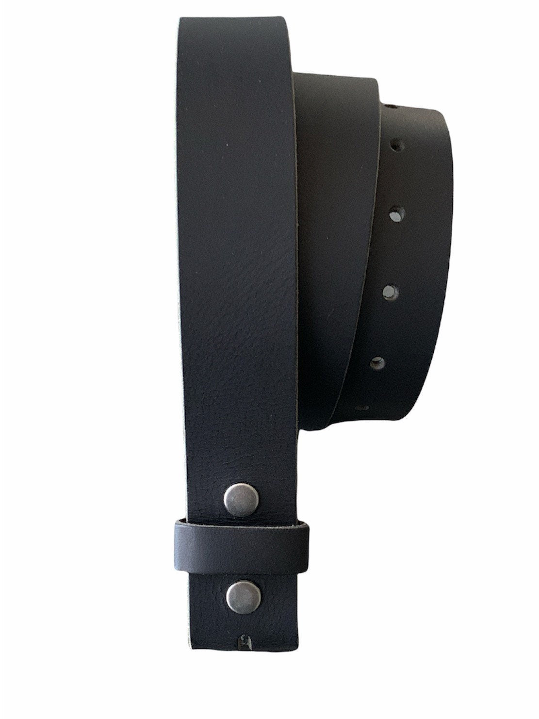 Black Full-Grain Leather Interchangeable No buckle Belt Strap