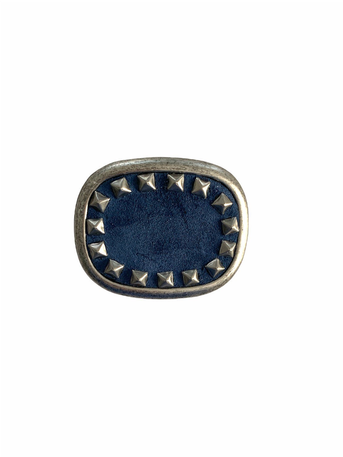 Blue Suede Belt Buckle With Studs