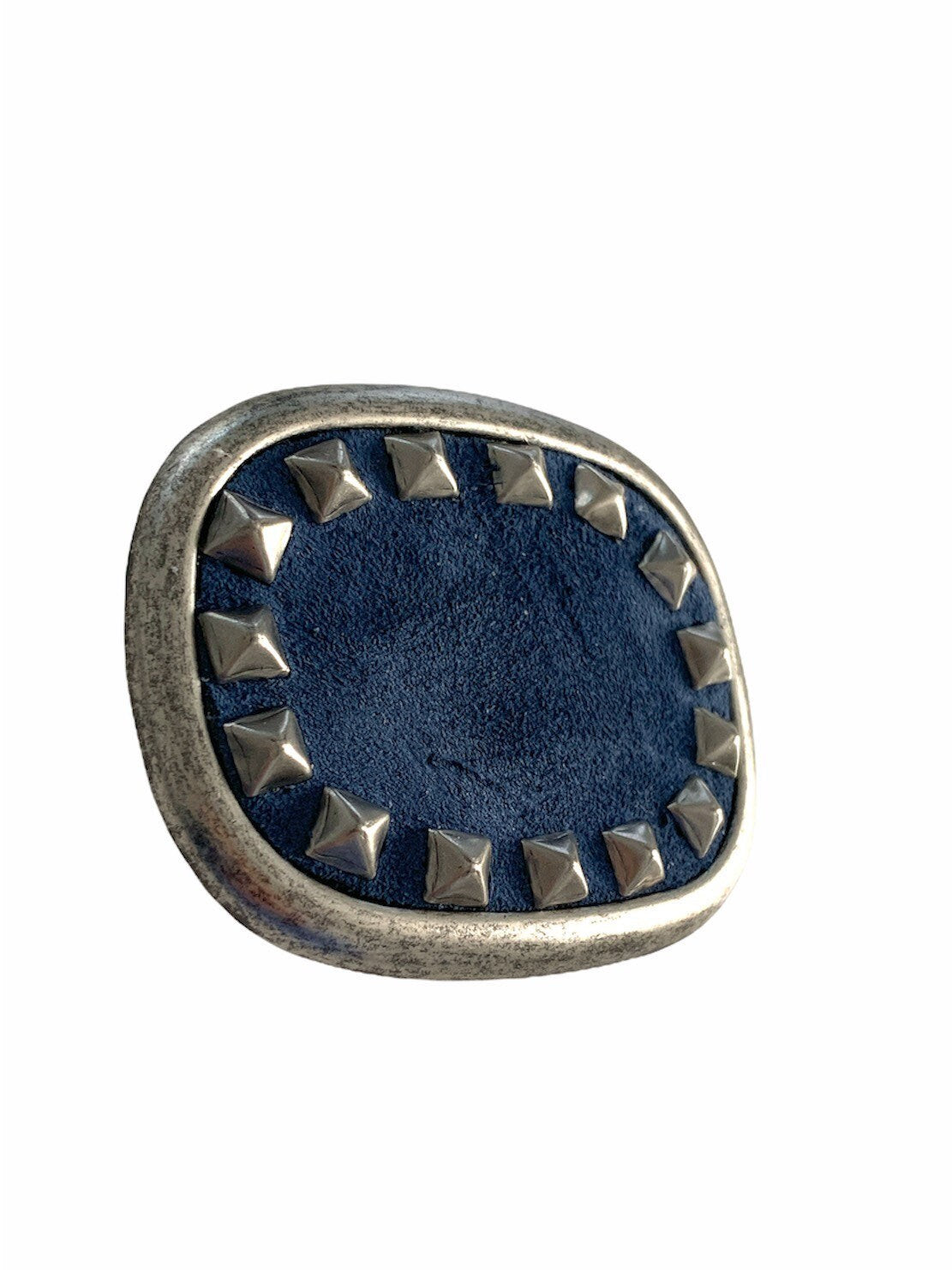 Blue Suede Belt Buckle With Studs